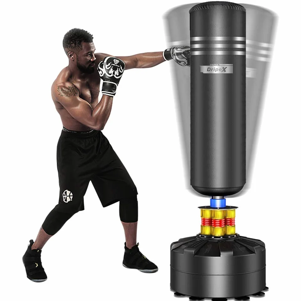 Dripex Saco de Boxeo de Pie para Adultos MMA, con Base de Succión, Rellenable 80kg