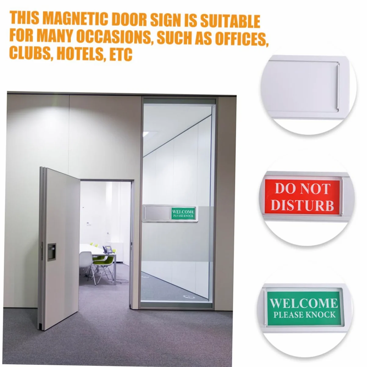 Angoily 12 Piezas Carteles para Puerta de Hotel y Oficina Señal Deslizante Magnética de Privacidad Diseño Plateado Fácil Instalación y Reutilizable para Habitaciones y Baños