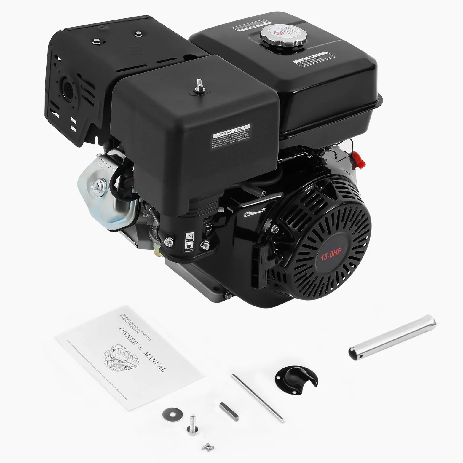 Motor de gasolina de 15 CV, 4 tiempos, motor estacionario, motor multifuncional, motor de alimentación de gas, motor de kart, motor de un cilindro, motor vertical, motor de alimentación con