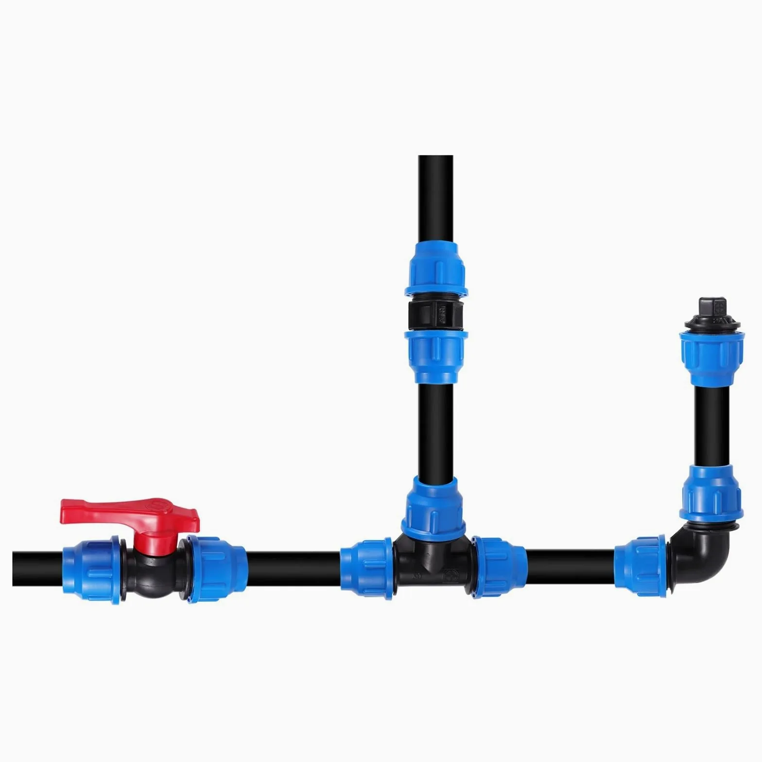 Grifo divisor de agua de PVC PE de 20/25/32/40/50 mm, conector de válvula rápida de plástico, accesorios de tubería de riego para agricultura y jardín (mango de metal, 50 mm)