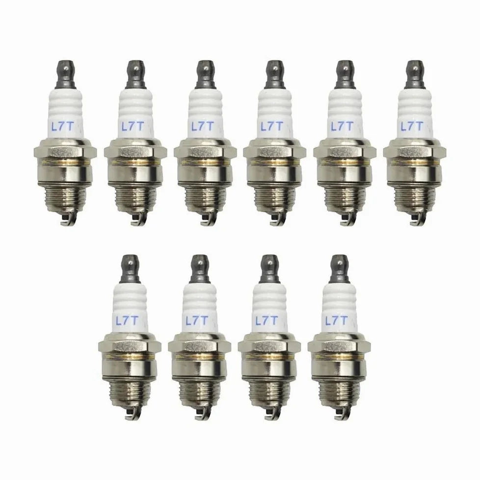 10 bujías L7T aptas for motosierras, repuestos, Herramientas de jardín, m de Gasolina y Cepillo CU
