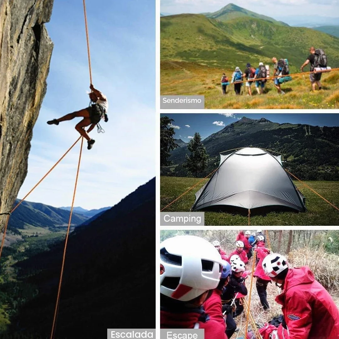 Cuerda Multifuncional para Exteriores D10 mm Nailon 1200kg Carga Rescate Montañismo Escalada