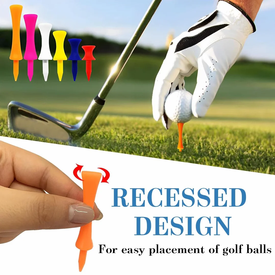 Tees de golf de plástico irrompibles, paquete de 48 unidades de 32-70 mm, fricción reducida y liberación lateral