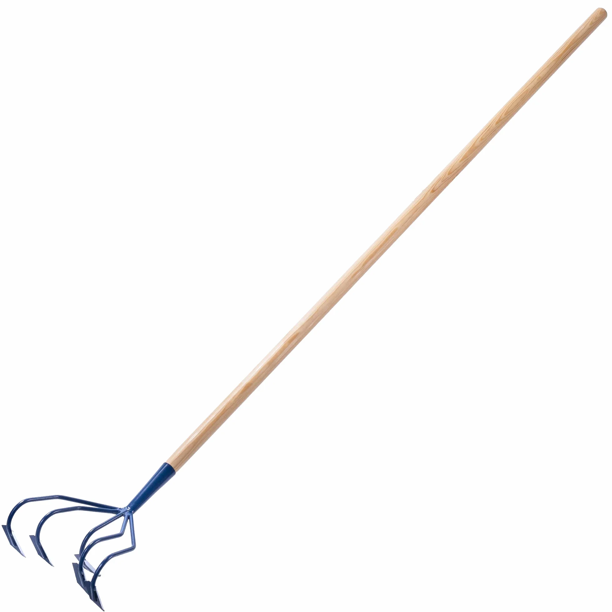 KADAX Cultivador manual de metal, cultivador con mango largo de madera, cultivador robusto, garra de jardín, azada de jardín para aflojar el suelo (con 5 dientes de bisagra)