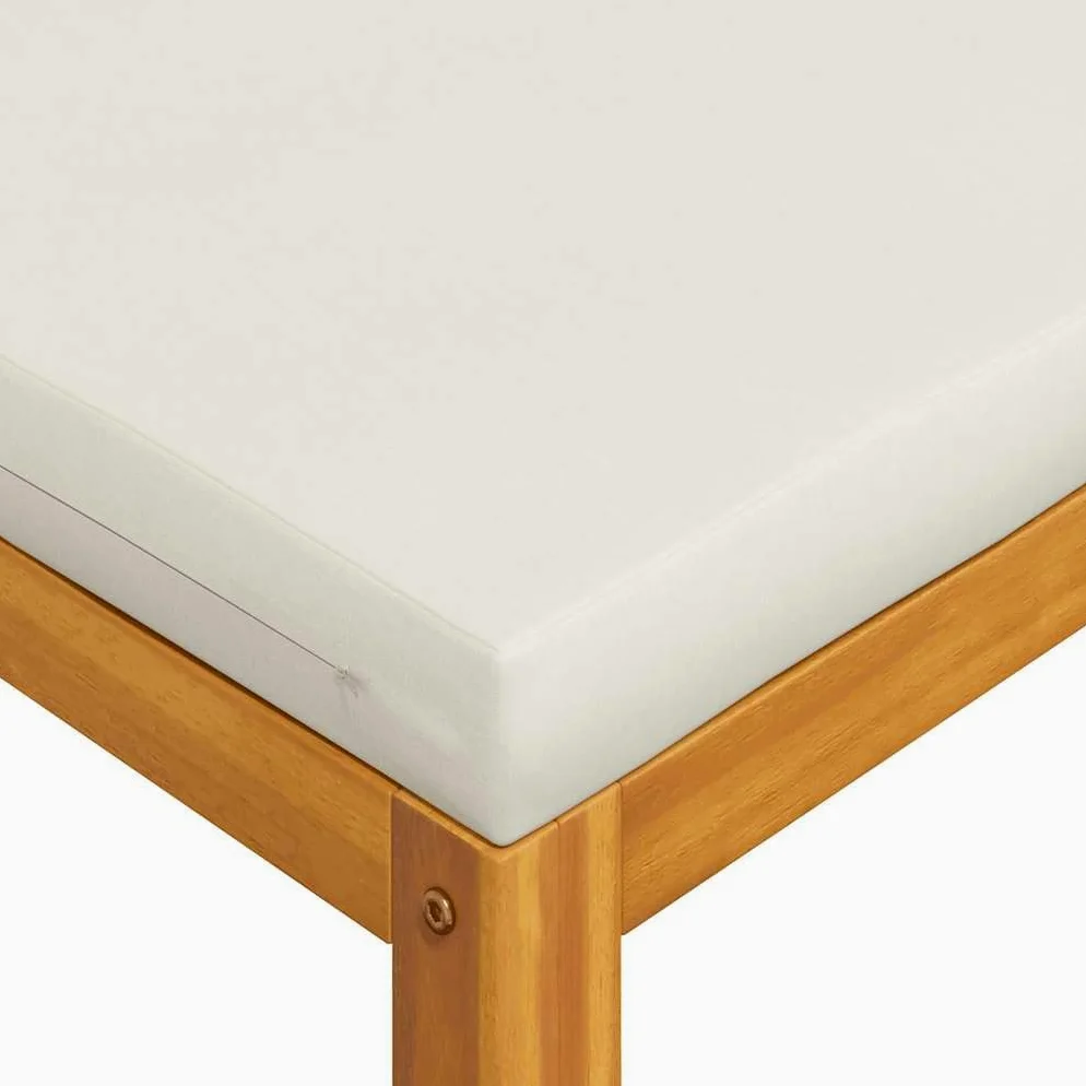 vidaXL Reposapiés con Cojín Taburete Jardín Madera Maciza de Acacia Blanco Crema