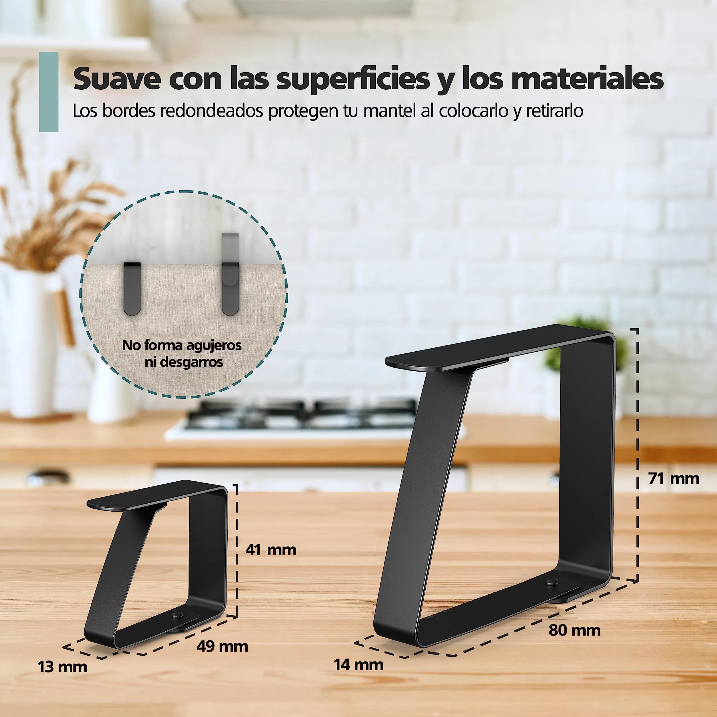 8 x Pinzas para manteles Negro para mesas con un Grosor de 3 cm - - Pinzas para manteles de Acero Inoxidable para Uso en Interiores y Exteriores - - Pinzas para manteles fáciles de Limpiar