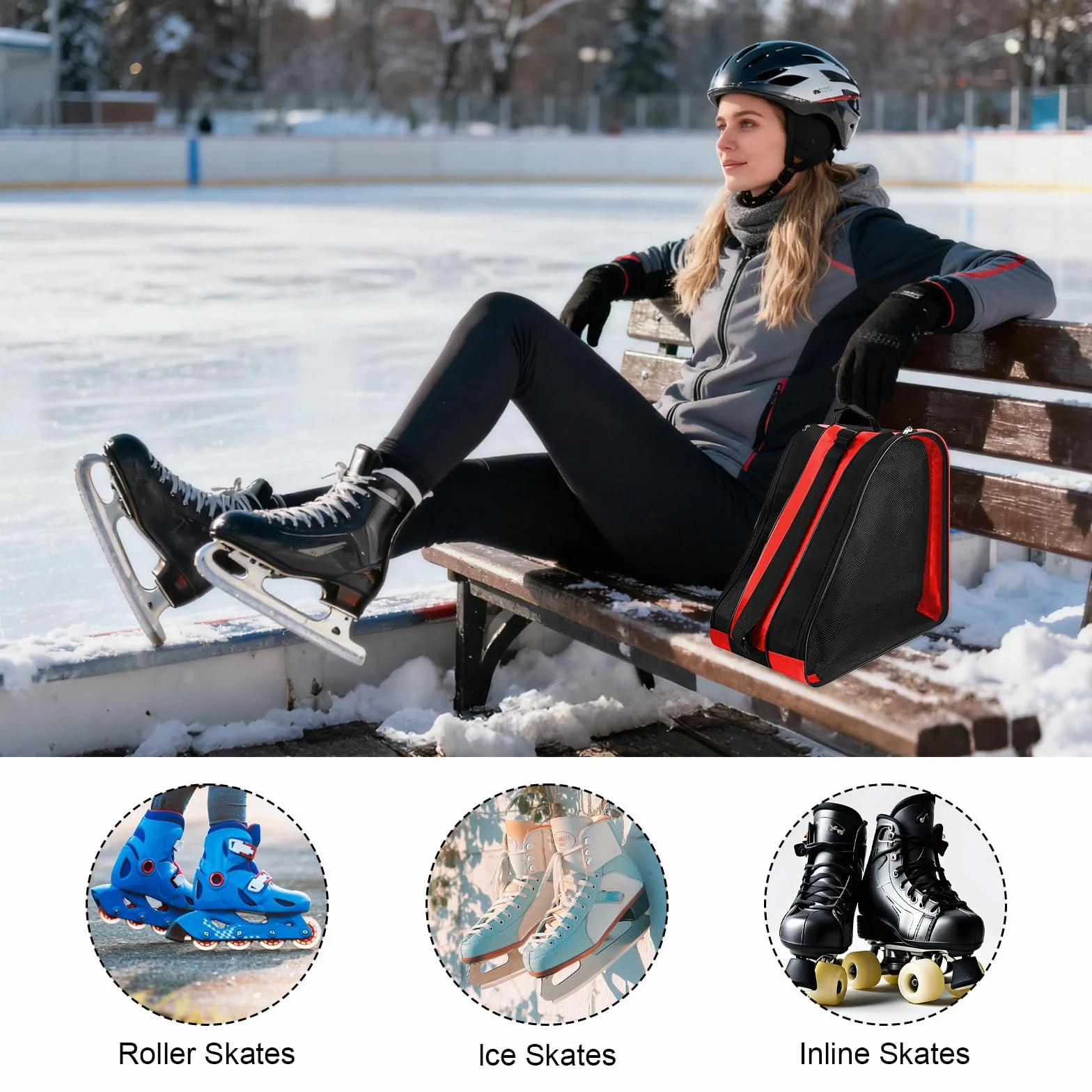Bolsa para patines de hielo para adultos hombre mujer hockey