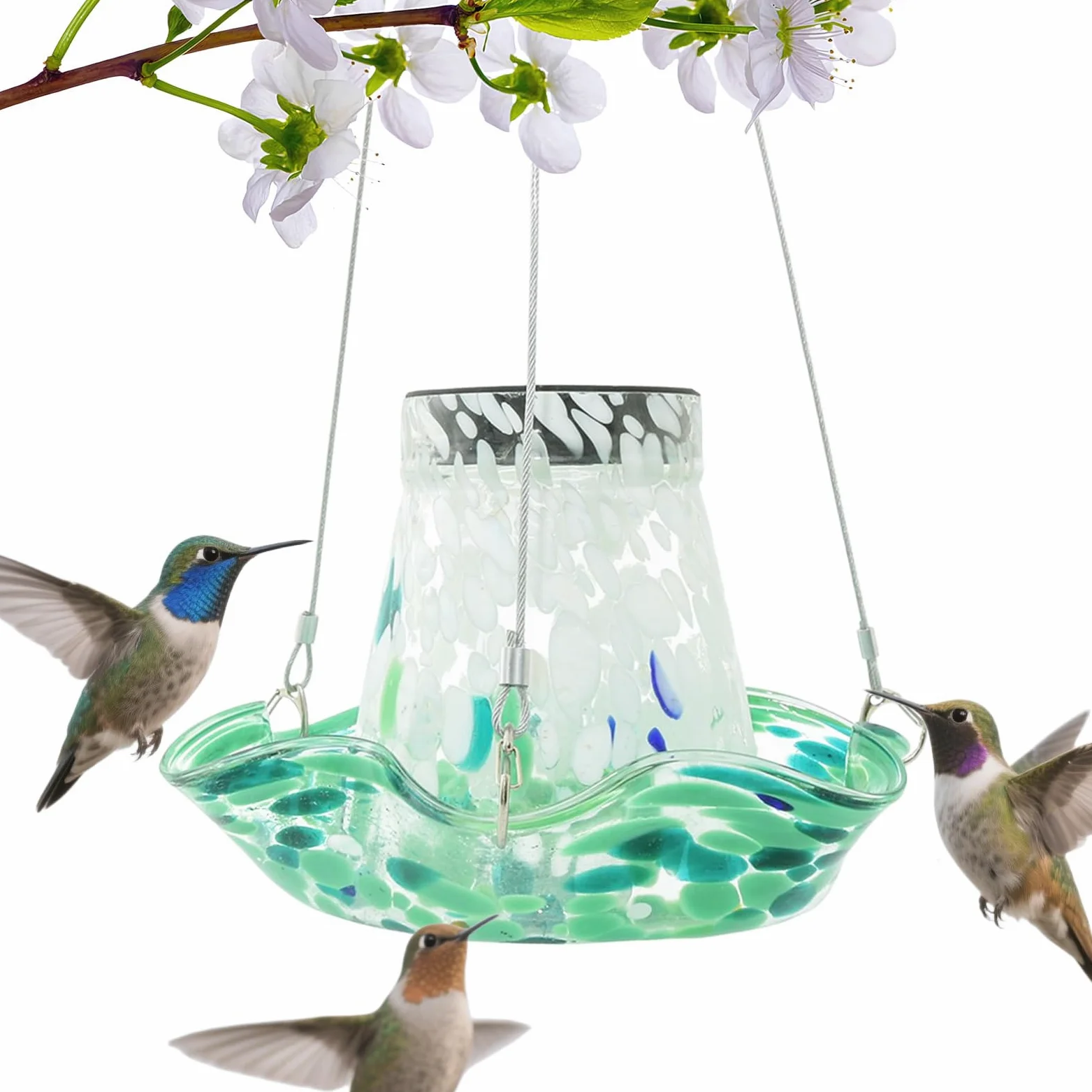 Exterior para Colibríes Alimentador Solar para Aves Al Aire Libre | Bebedero Antifugas Con Vidrio Decoración Jardín Y Patio Exterior