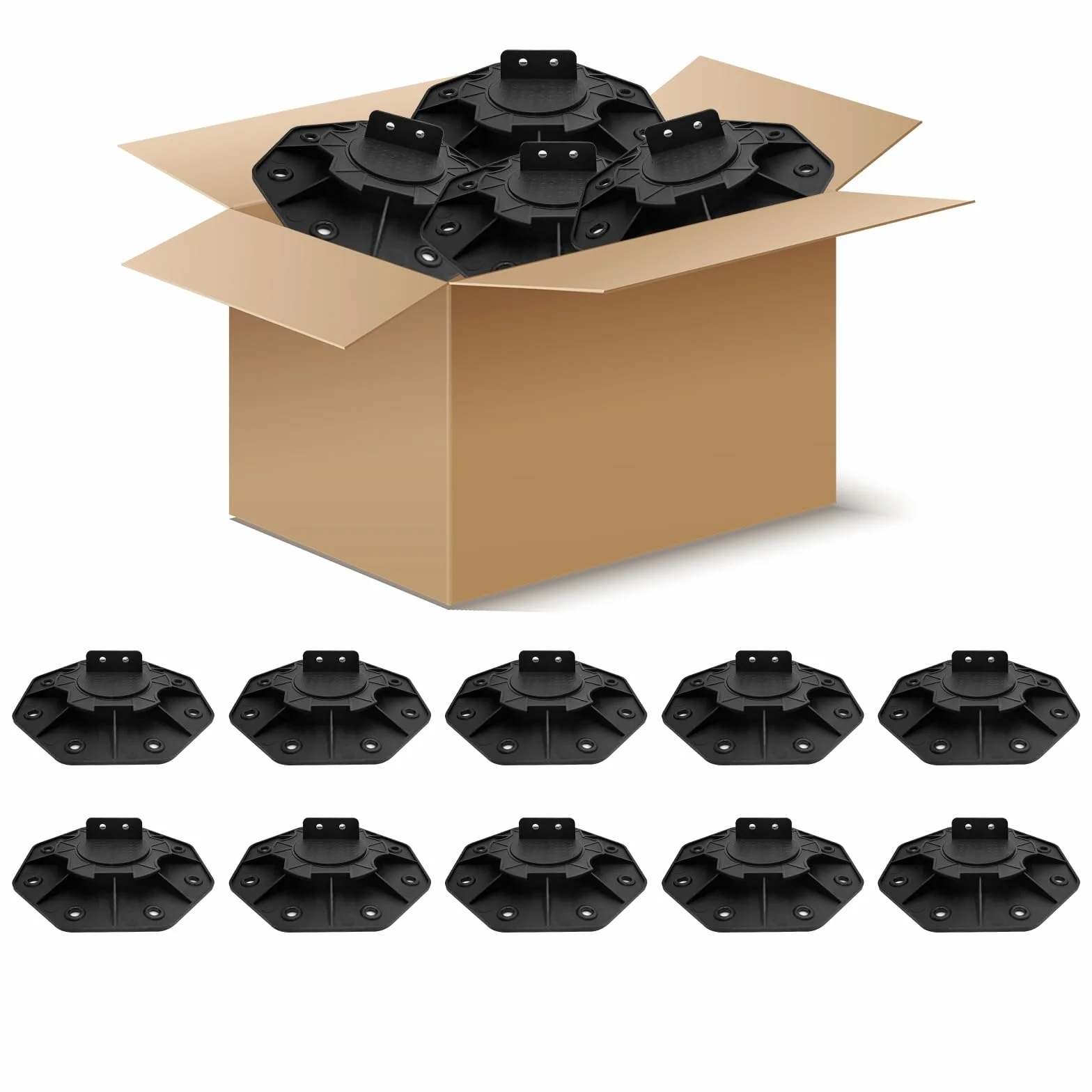 10 piezas de soportes ajustables en altura de 18-30mm, soportes para suelos de terraza, material PP, para juegos de agua, jardines de terraza, adoquines de patio, diseño de jardines, etc