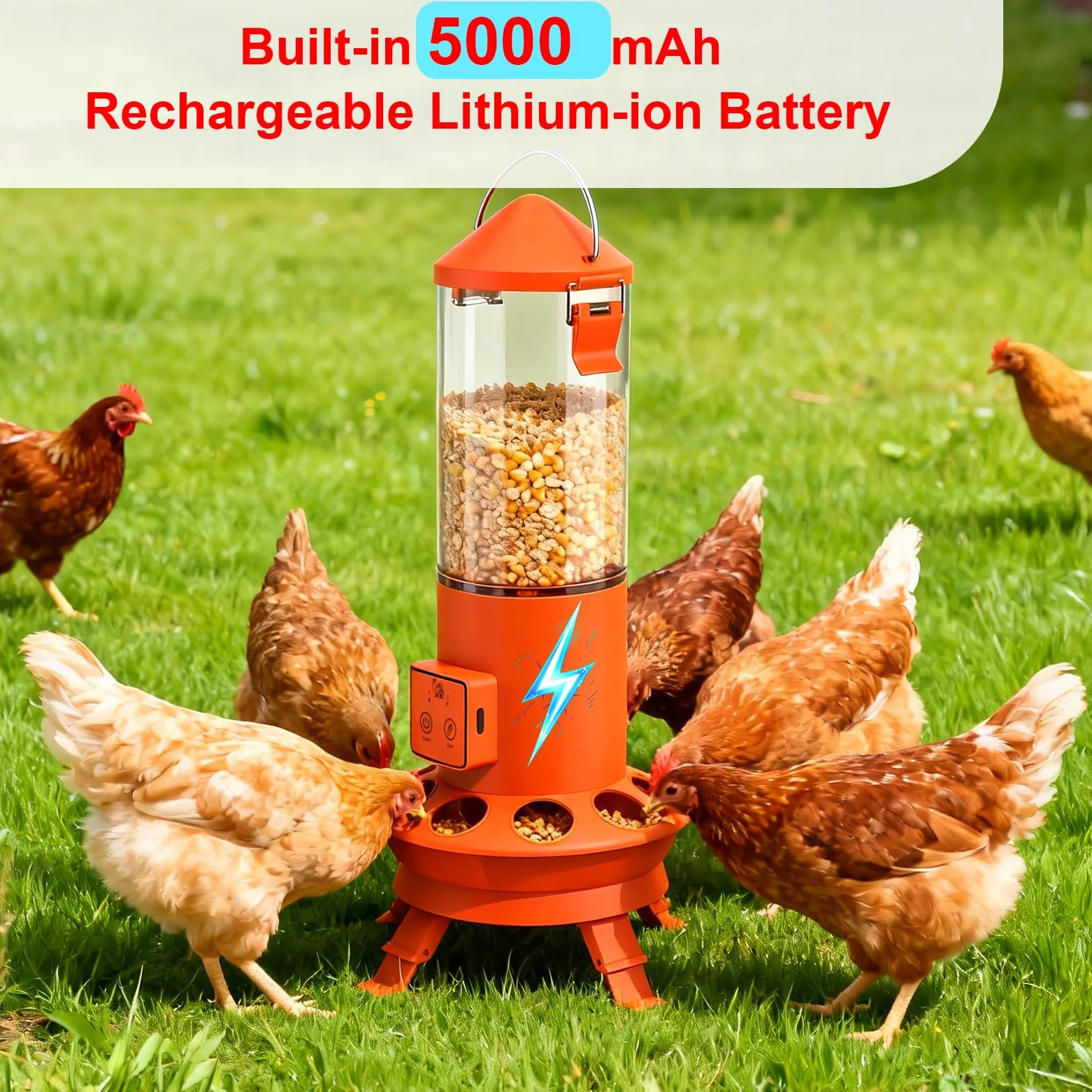 Alimentador automático de pollo, accesorios inteligentes para gallineros, alimentación inteligente de pollos con control remoto sin residuos, horario de alimentación preestablecido, 9 puertos de