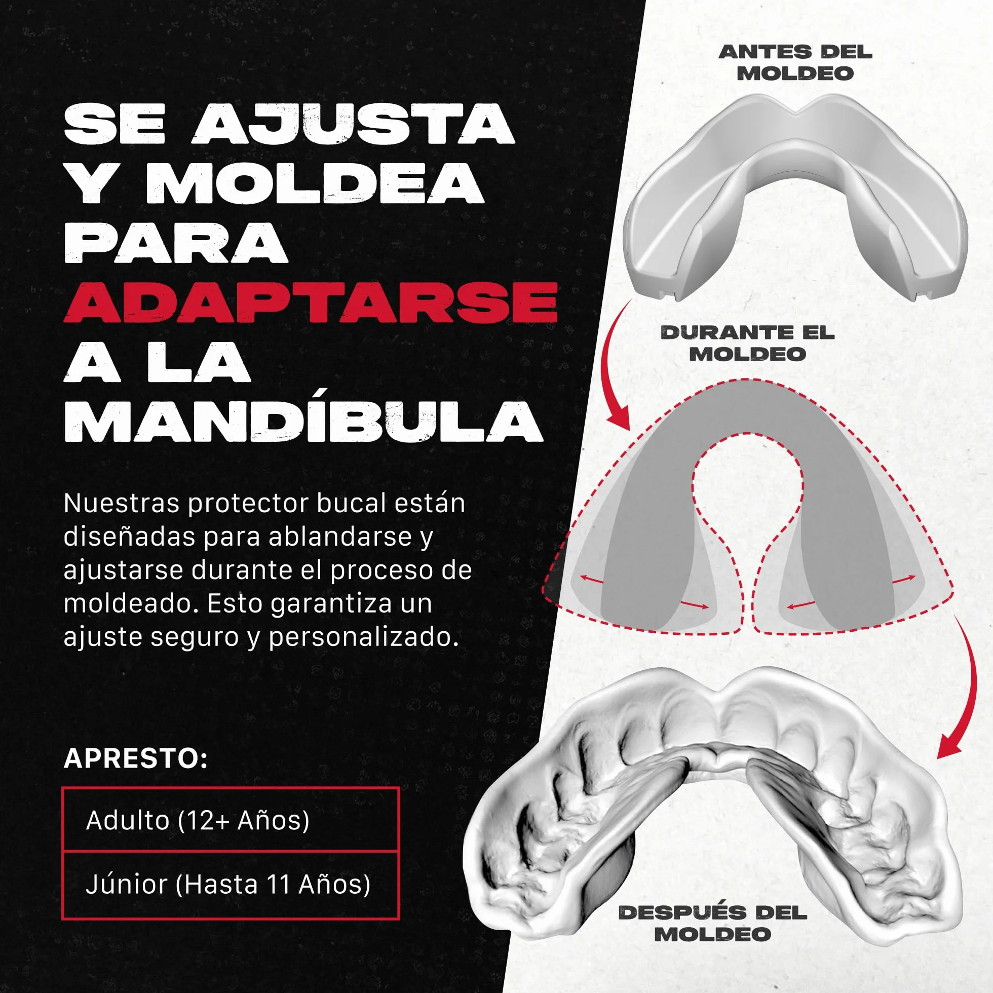 SAFEJAWZ Protector bucal para deportes de contacto adultos y niños Blanco
