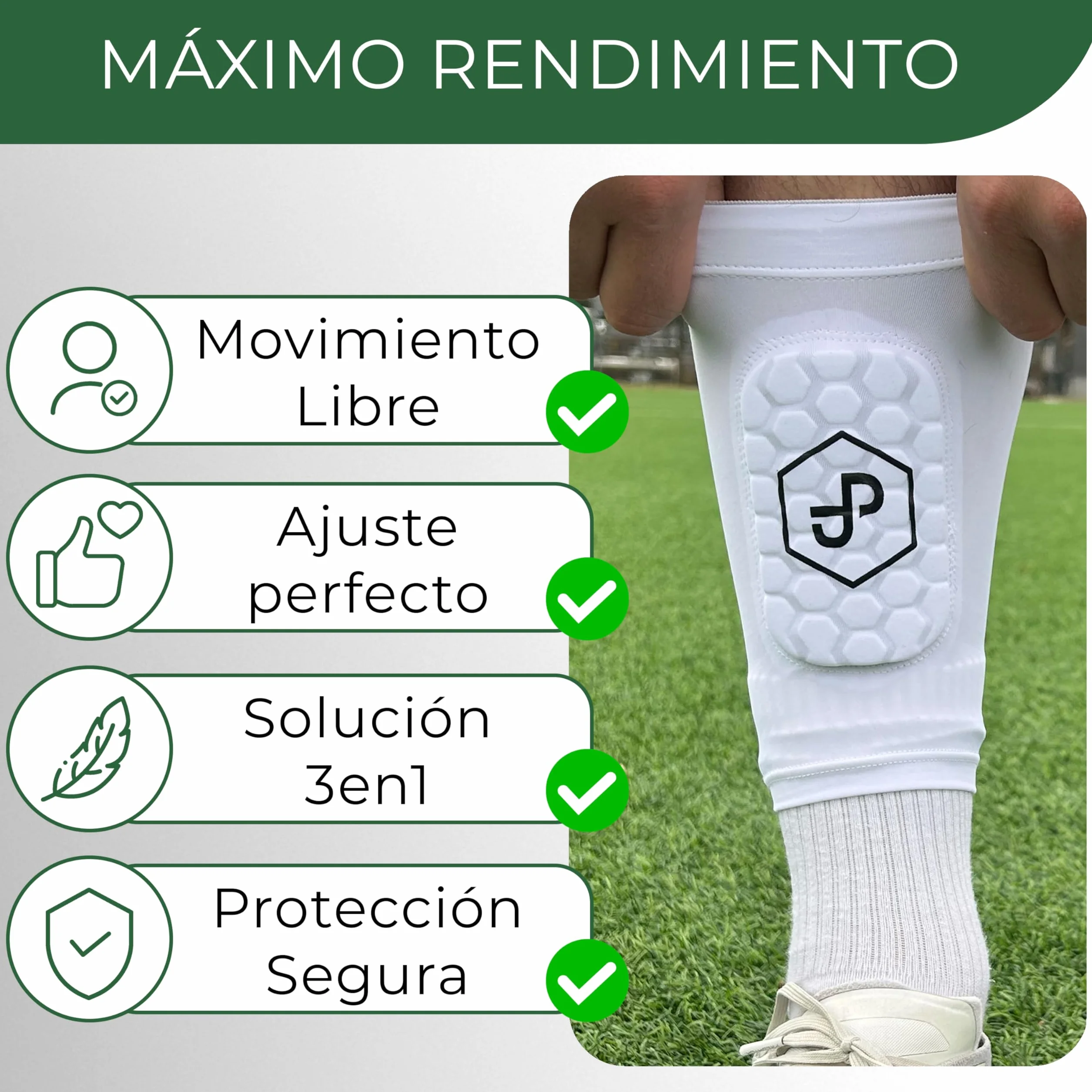 JDP Premium Espinilleras 3en1 Medias con Espinillera Integrada Fútbol Hombre Mujer Niños