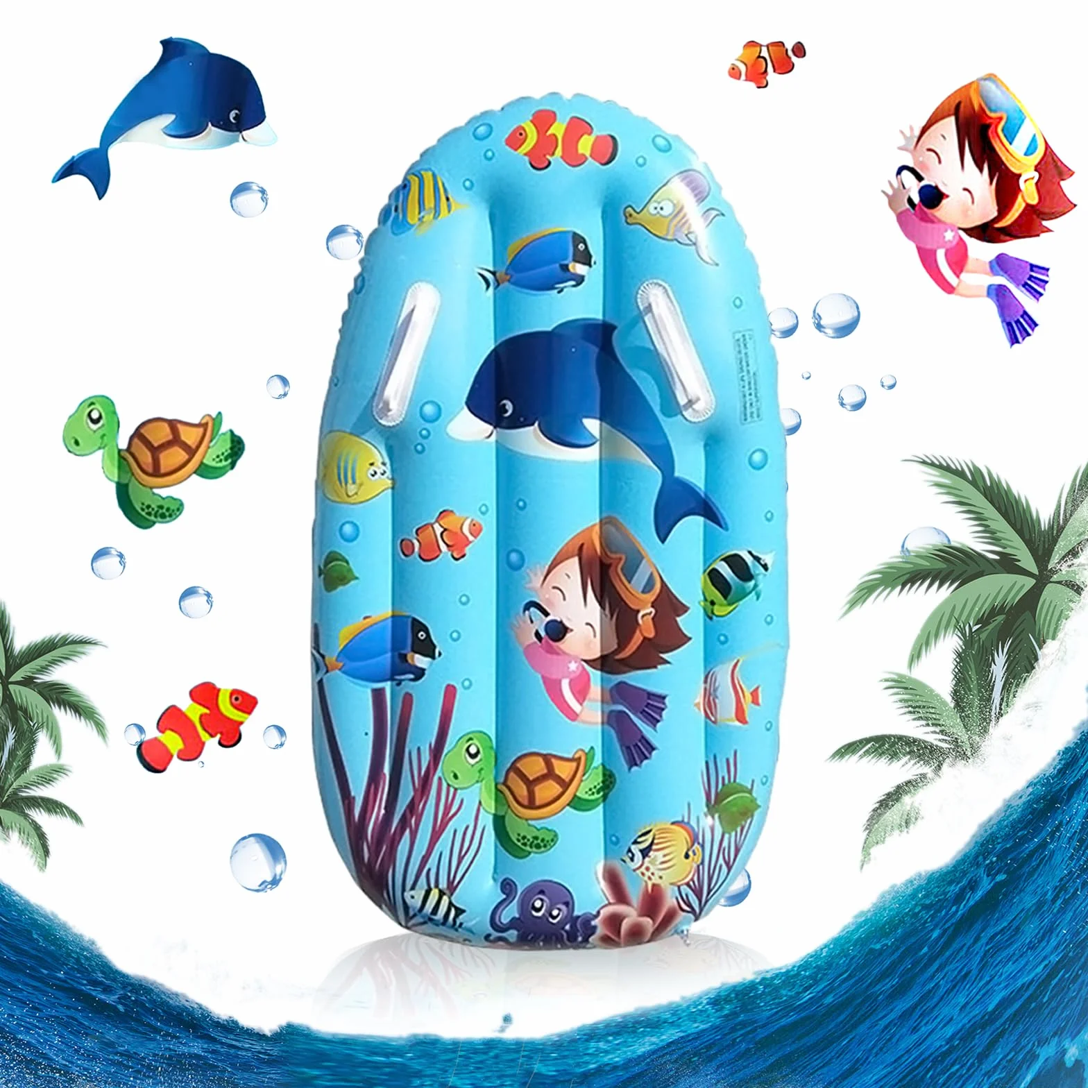 Hillylolly Bodyboard Inflable 94 x 54 CM Tabla Surf Niños Azul