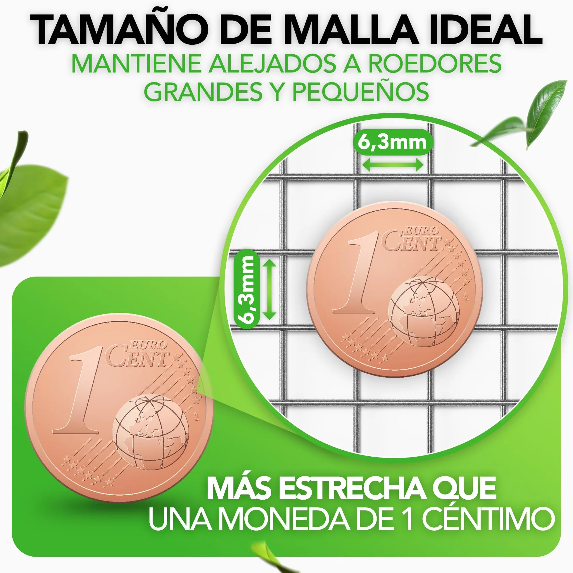 LAINFELD Rejilla de Alambre de Malla Fina | 5 x 1 Metro | Rejilla para roedores para bancales Altos con Malla de 6,3 mm | Alambre para Conejos para aviarios