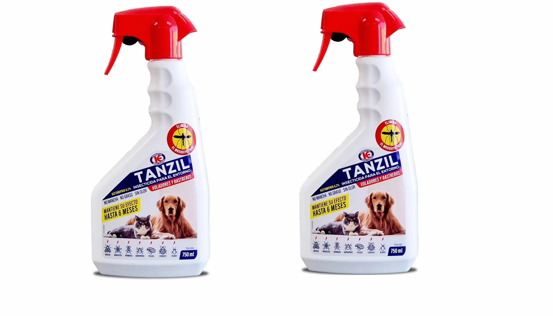 Peyca TANZIL Pack 2 Unidades - Insecticida para acaros del Polvo voladores y Rastreros 750ML, Listo para su Uso