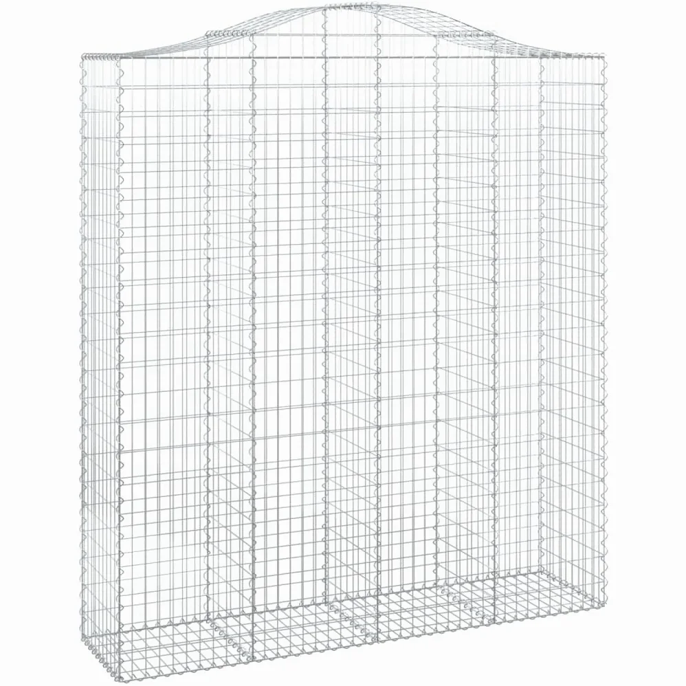 Cestas de gaviones galvanizadas como protección visual con arco alto para barreras de jardín y paredes de gaviones insonorizadas de acero, 9 unidades, gaviones decorativos para exteriores y