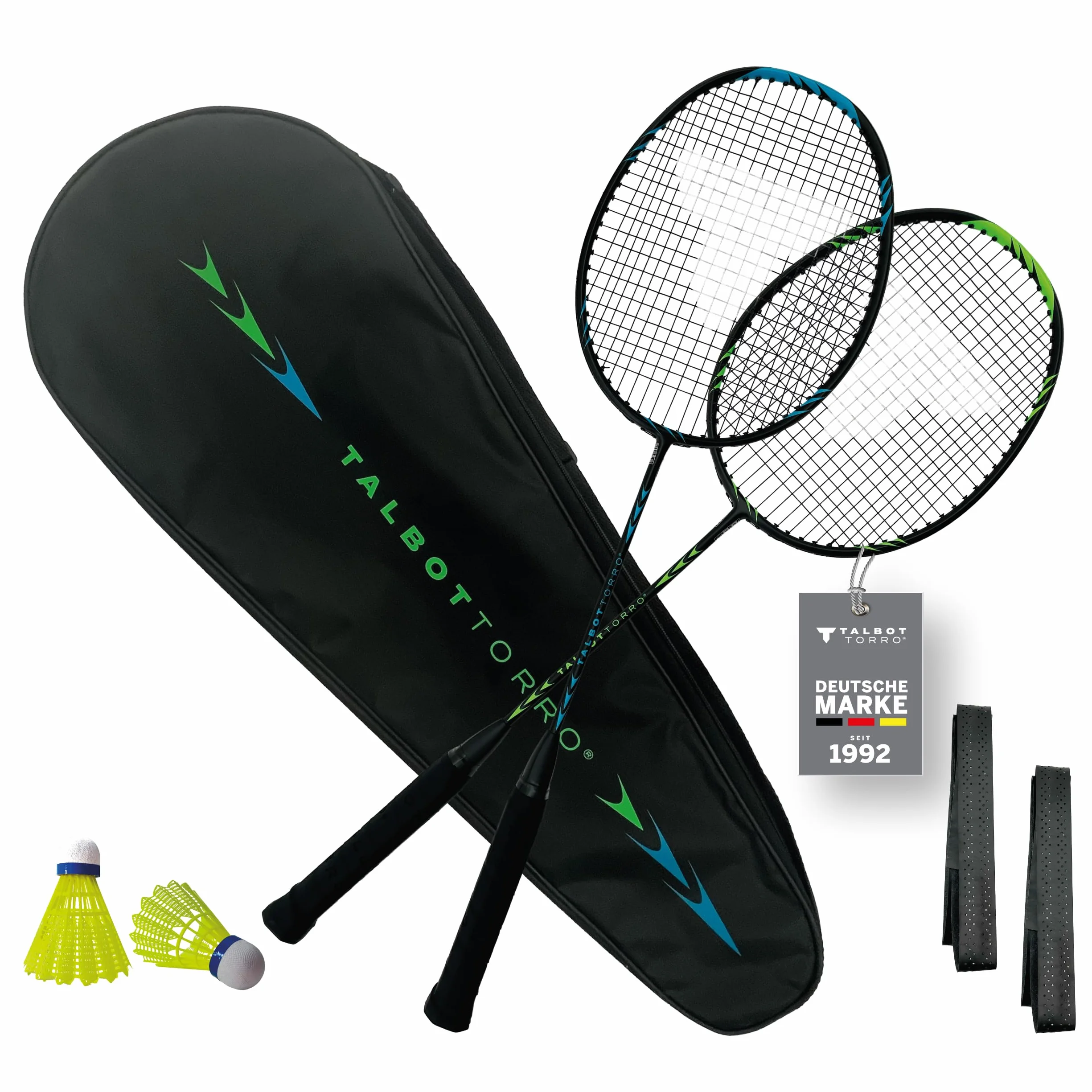 Set de Bádminton Profesional Talbot-Torro | Raquetas de Grafito Ultraligeras, Volantes de Nylon y Estuche de Transporte Acolchado