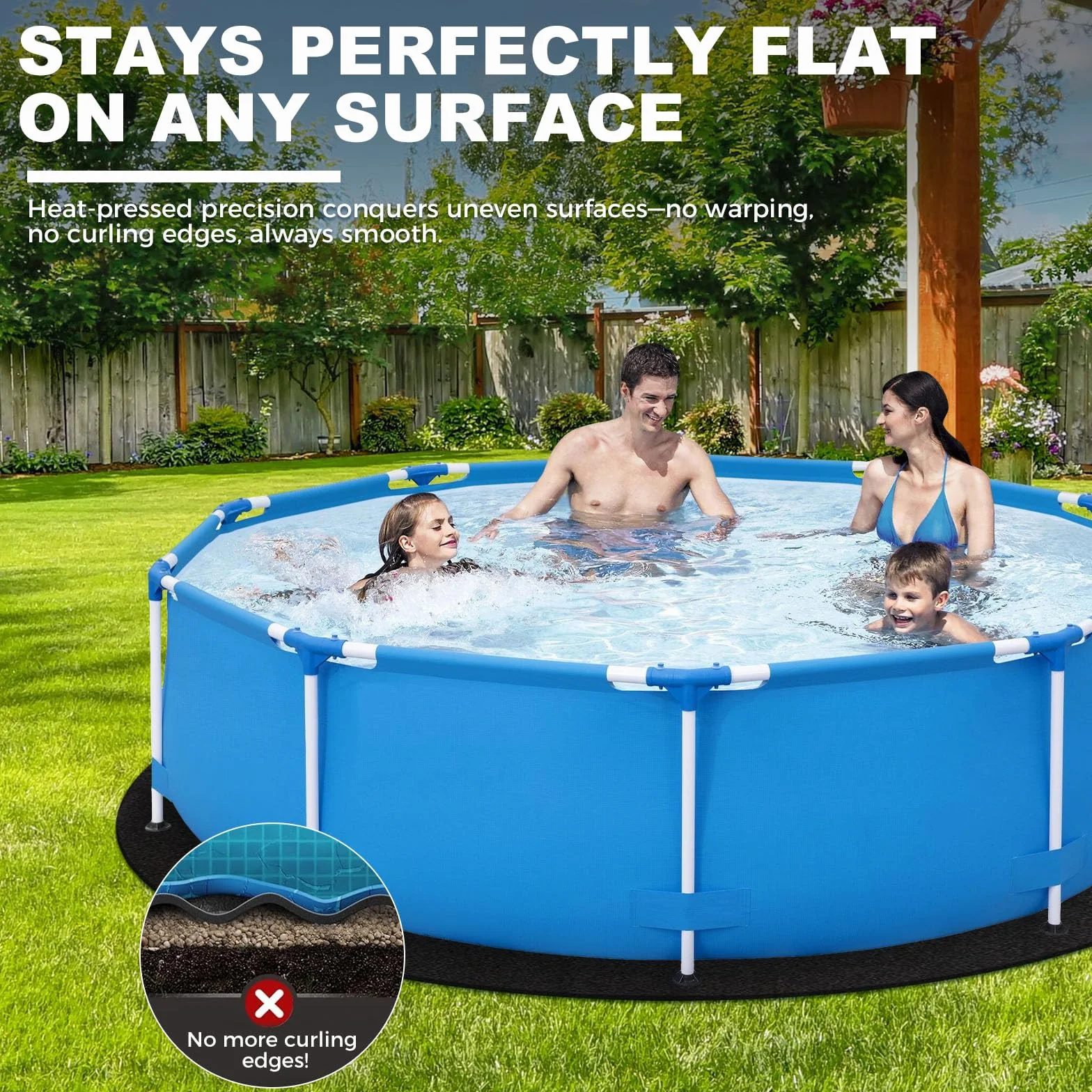 Base Redonda para Piscina de, Tapiz para Piscina Protector de Suelo, Resistente sin Costuras, contra Rayos UV y Resistente al desgarro Lona de Suelo precortada para Piscinas de pie y jacuzzis