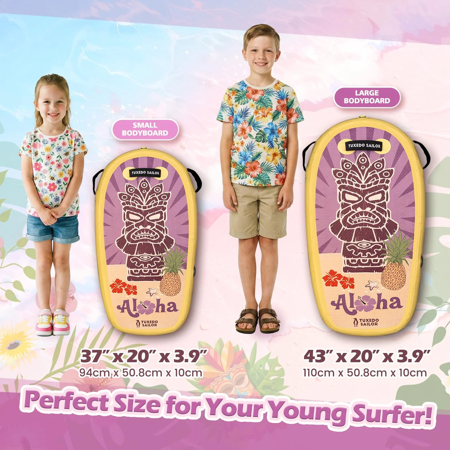 Tuxedo Sailor Tabla de Bodyboard Hinchable para Niños Surf Playa Piscina