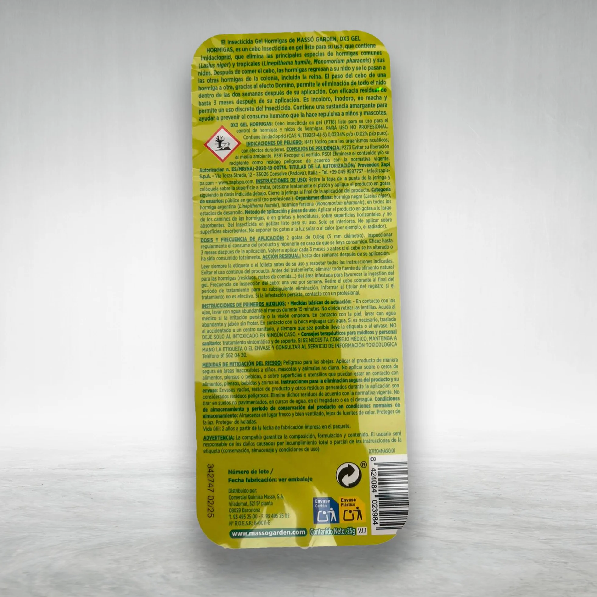Gel Cebo Insecticida Anti Hormigas DX3 GEL Muy Eficaz 25 GR | Elimina todo el hormiguero incluida la reina | Gel Incoloro, Inodoro y no mancha | Contiene Repelente para Niños y Mascotas | Nexum Market