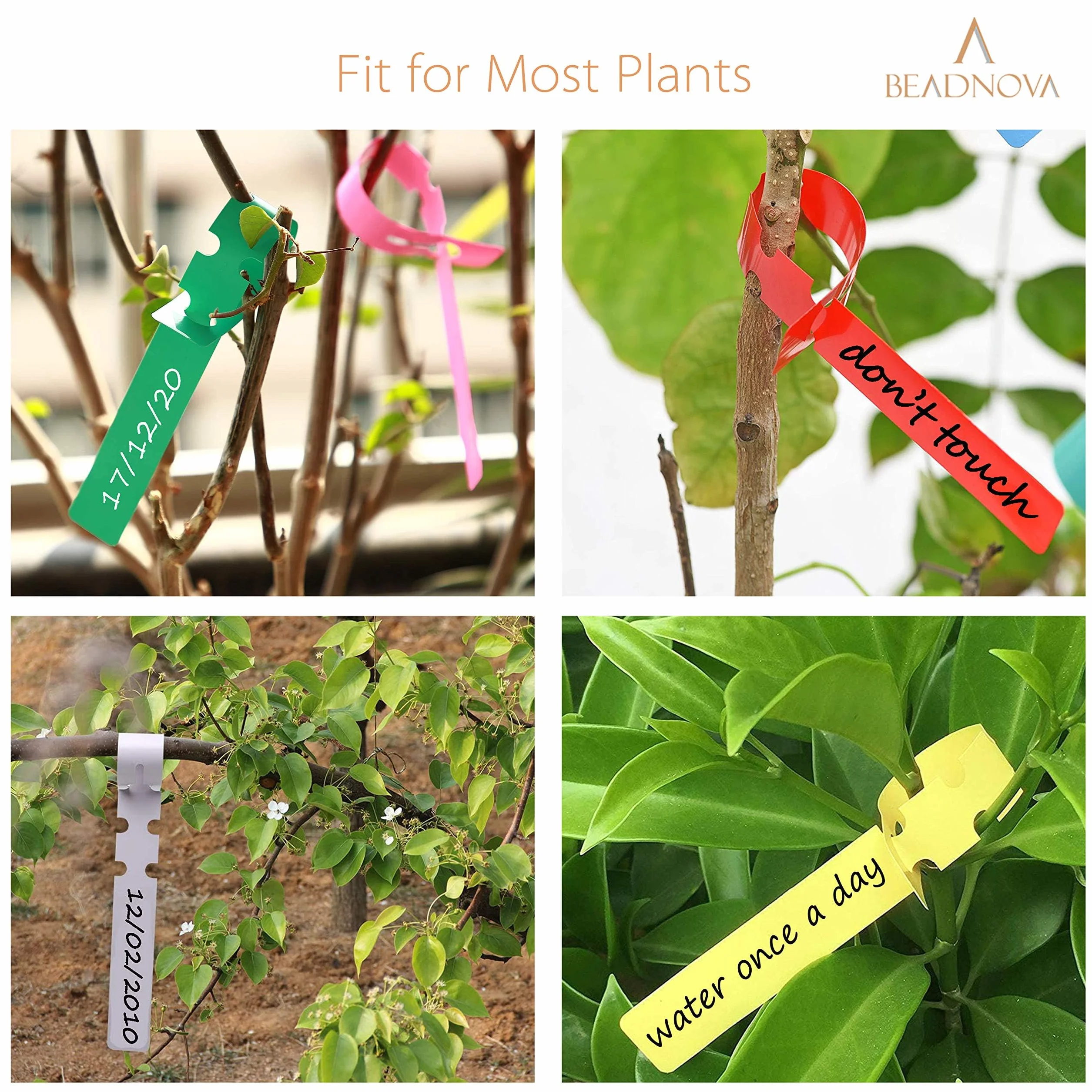 Etiquetas Plantas de Plástico, 120 Piezas Colgantes Etiquetas para Plantas Jardineria Exterior y Interior, 21x2 cm Marcadores de Jardín Impermeable, Marcadores Arboles Plástico, Ajustables