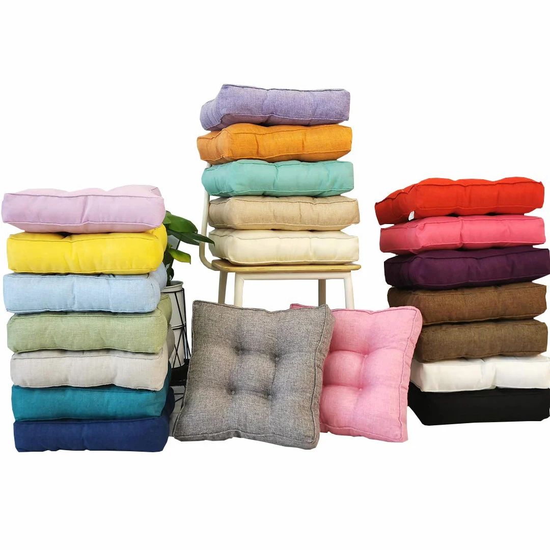 Cojín de Asiento de Silla Relleno Cuadrado de Lino sintético, Cojines de Silla firmes y Suaves, Asiento cómodo para Oficina, hogar o automóvil 20 "x 20" Amarillo