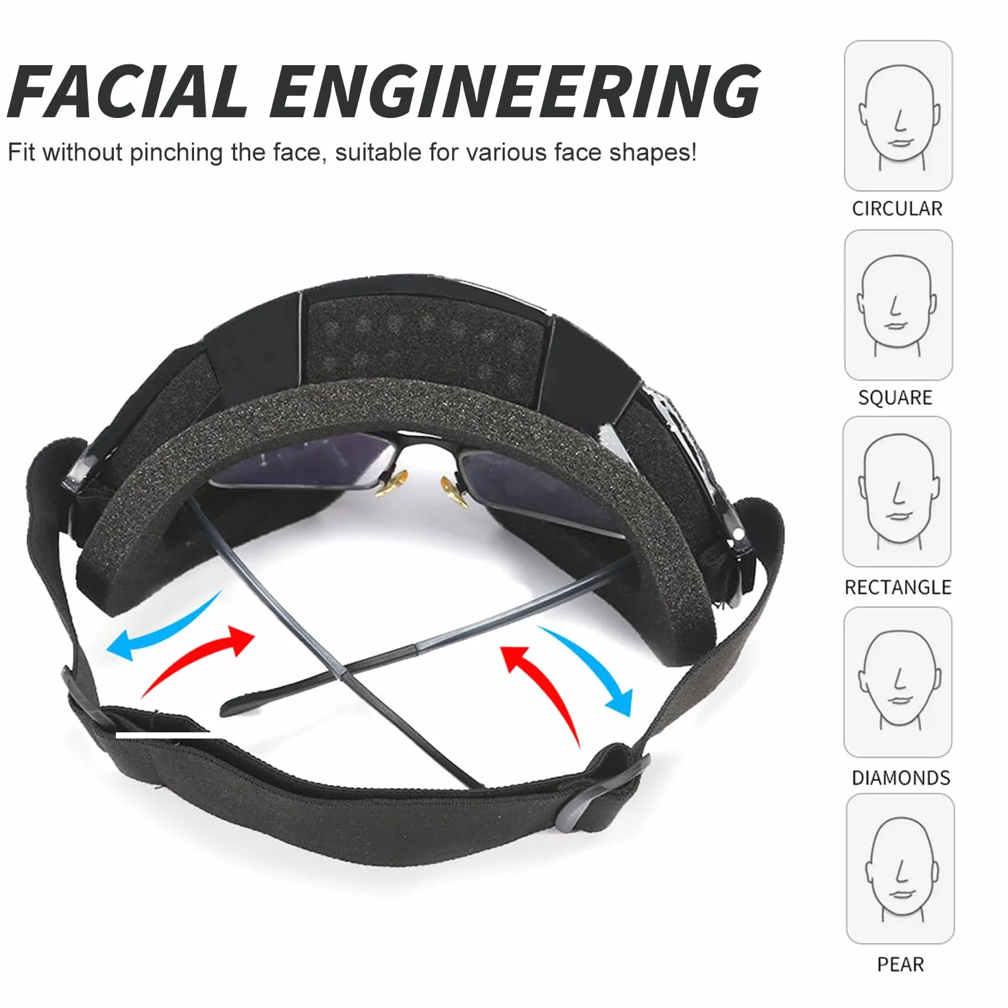Gafas Windproof de Moto, Gafas Snowboard, Gafas telescópicas ajustables antipolvo y antivaho