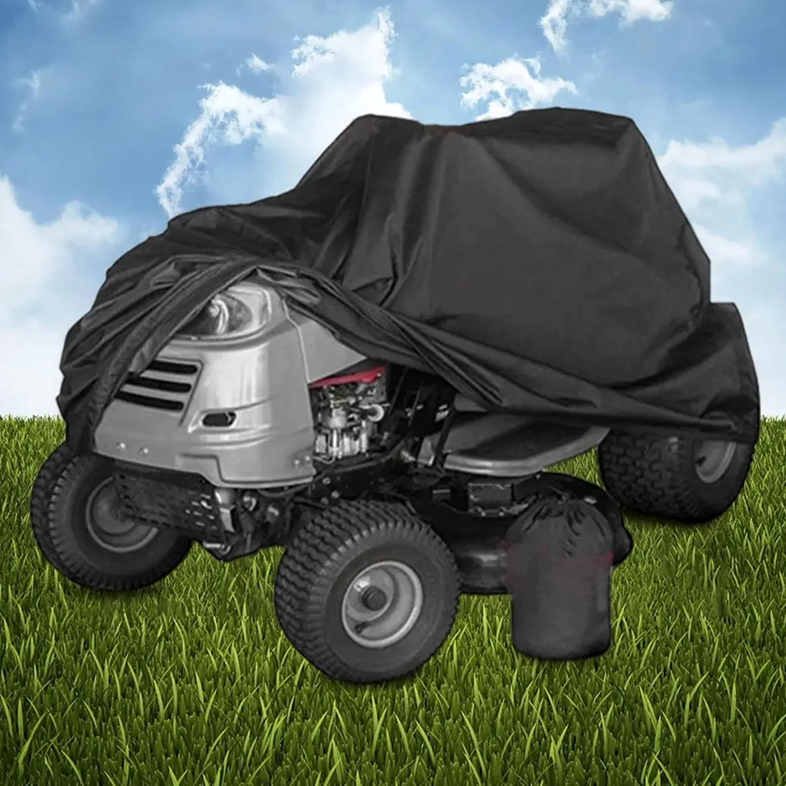 Funda para cortacésped autopropulsado, Funda for cortacésped, tractor de jardín, tela Oxford negra, 140 x 66 91 cm, con bolsa almacenamiento protectora