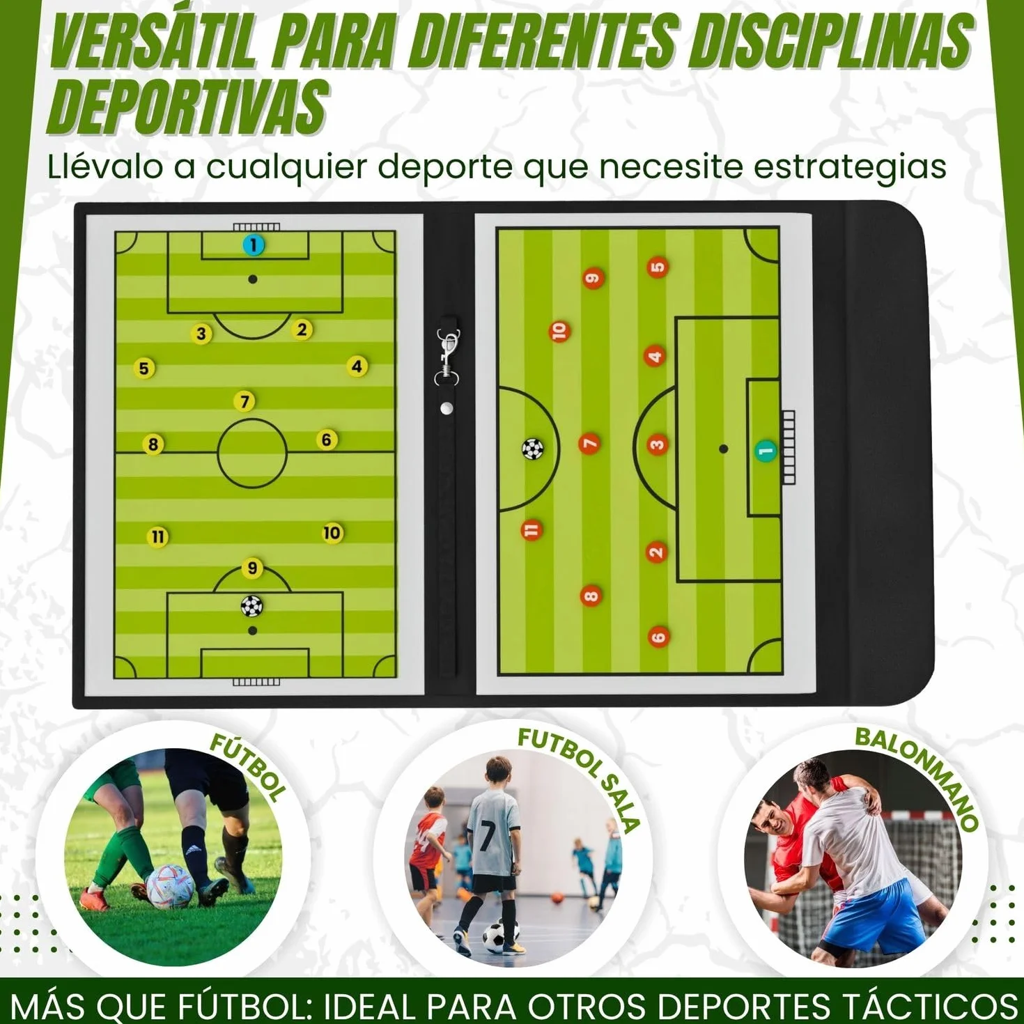 Pizarra Fútbol Entrenador 44 Fichas 3 Rotuladores Negro Azul Rojo Carpeta Entrenamiento
