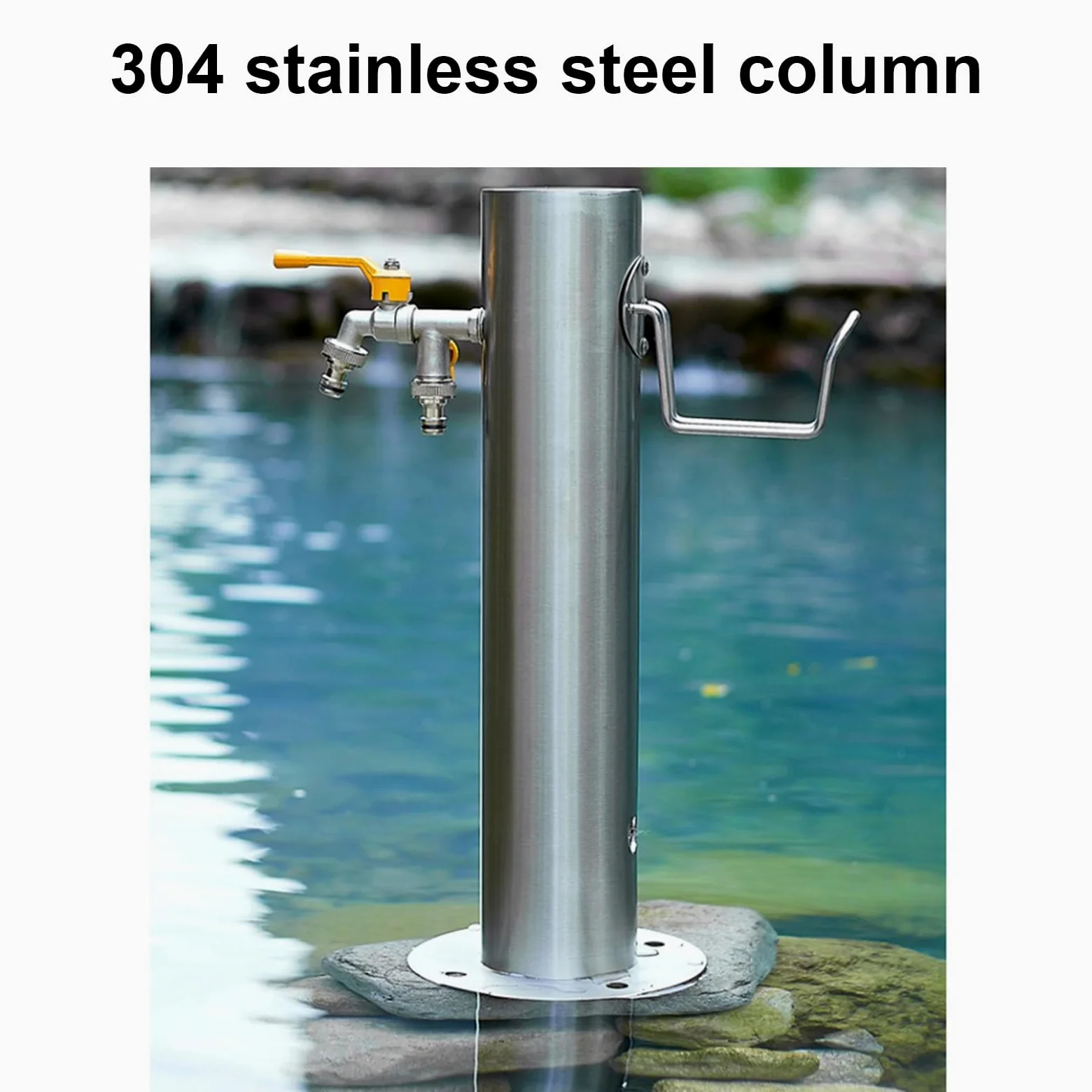 Columna de Agua Independiente para jardín con Soporte para Manguera Exterior,Grifo de Agua montado en el Suelo de Acero Inoxidable 304 anticongelante,Poste del Grifo del Patio,Fuente de Agua Hidrant