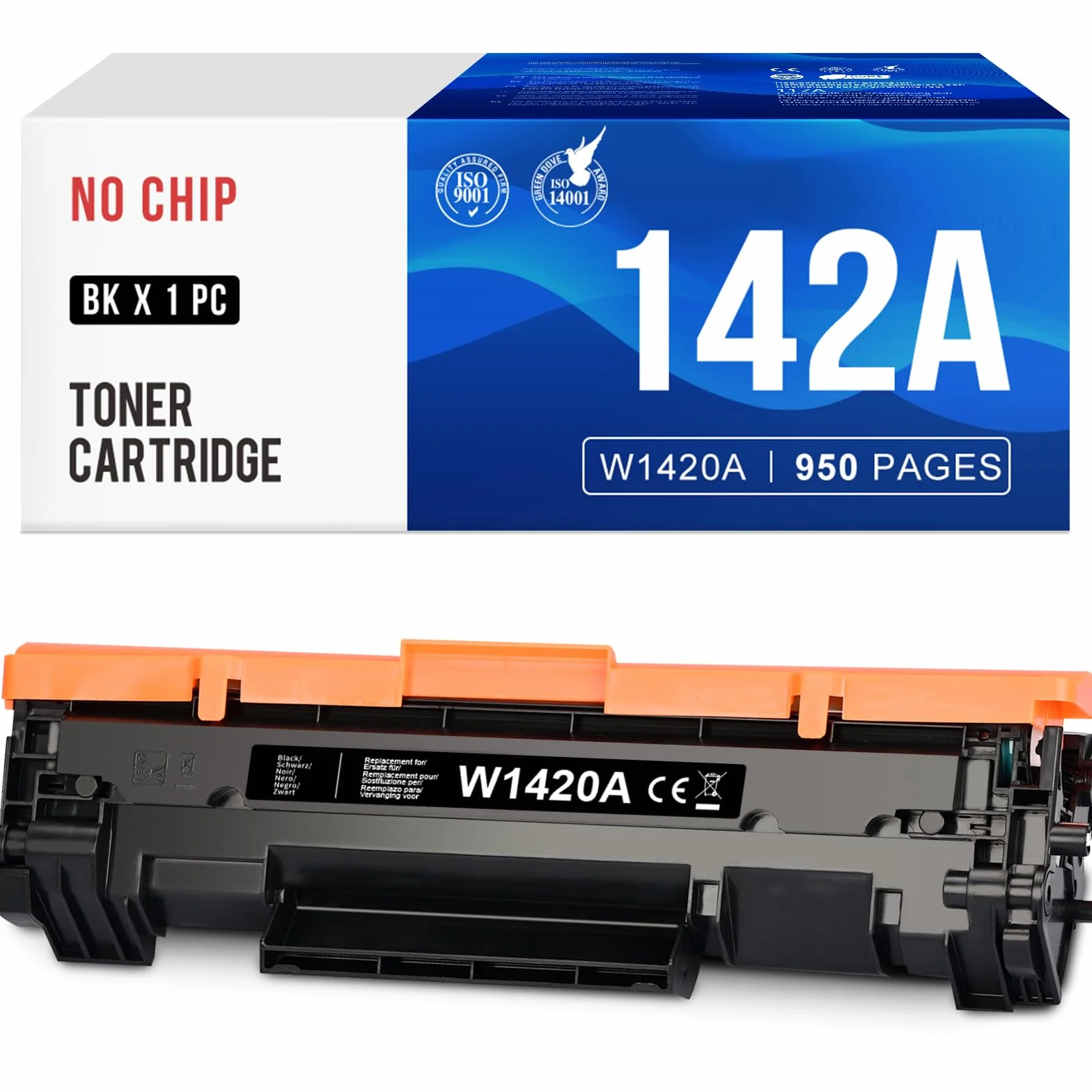 Tóner de Repuesto HP 142A W1420A para LaserJet Pro M110w M110 M110we MFP M140w M140 M140we M139w M139we M139 (1 Negro)