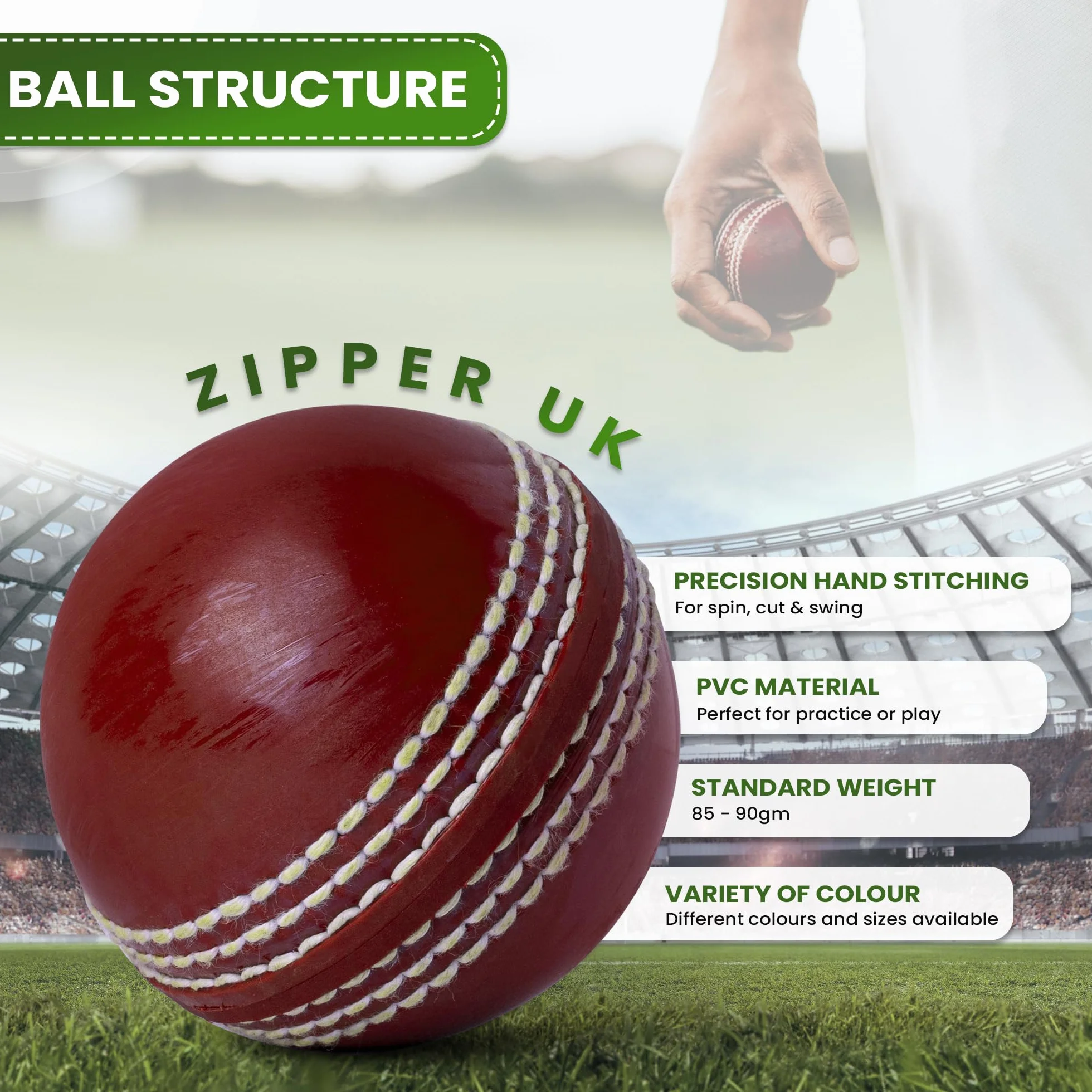 Cricket Ball for Practice and Matches Play Seam Swing Bounce Junior Senior
