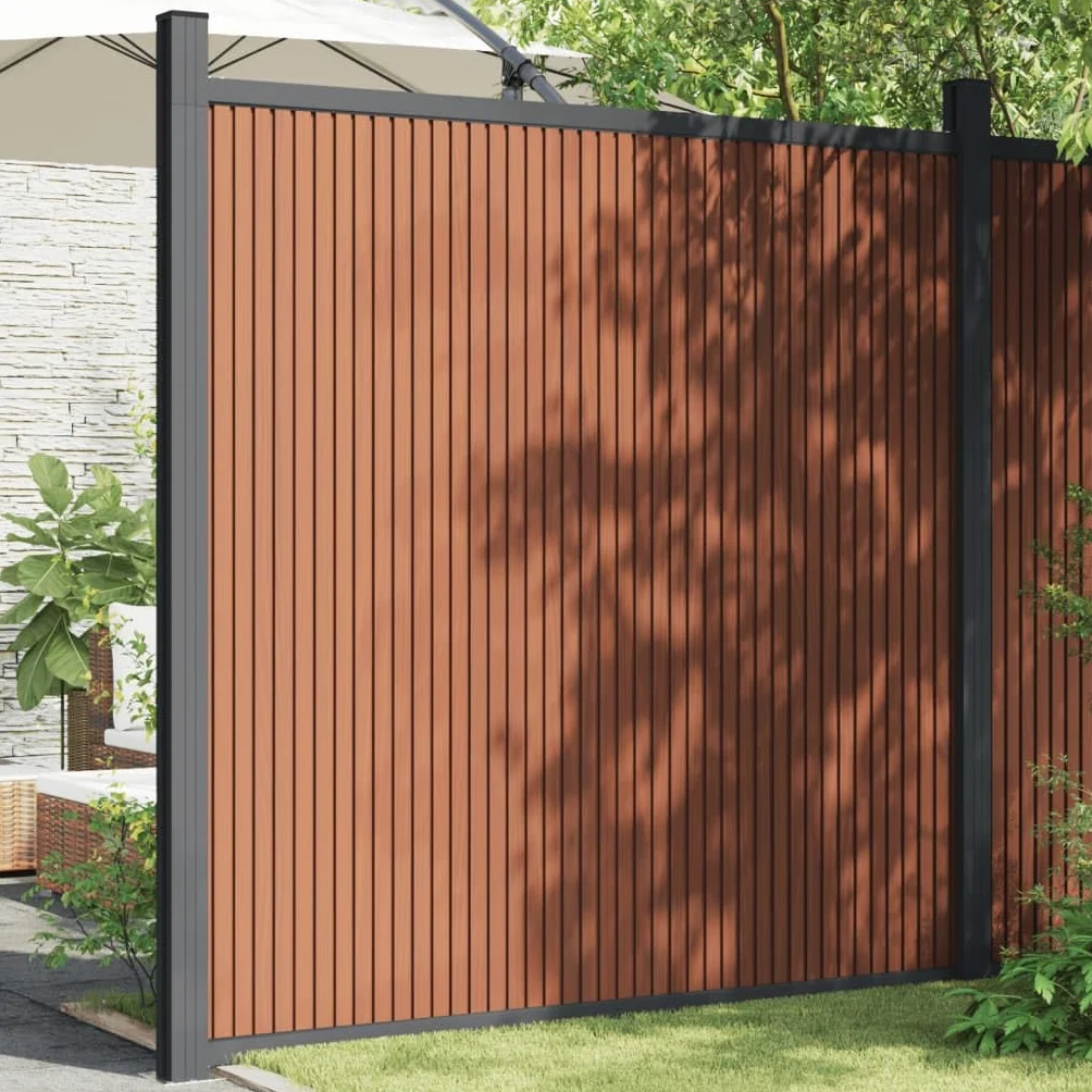 Vallas de jardín de WPC 180 x 186 cm Panel de Valla Jardin, Panel de Valla Elemento de Protección Visual para Terraza y Jardín Marrón