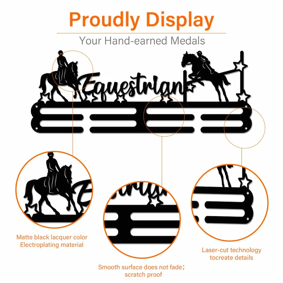 SUPERDANT Medal Hanger Display Rack Horse Stars Sports Trophy Holder Awards Ribbon Display