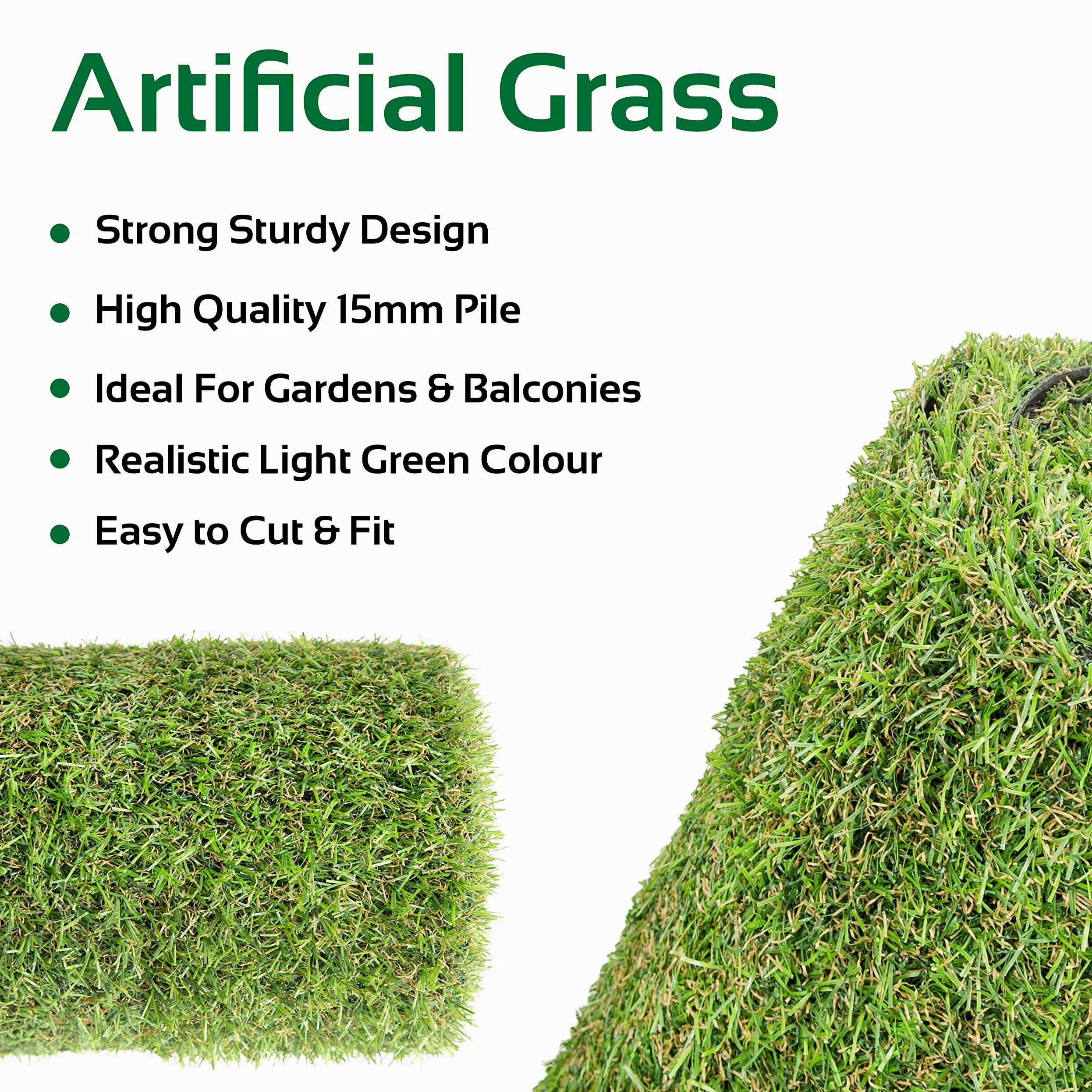 GardenKraft Moqueta Césped Sintético 4m x 1m Altura Pelo 15mm Multicolor