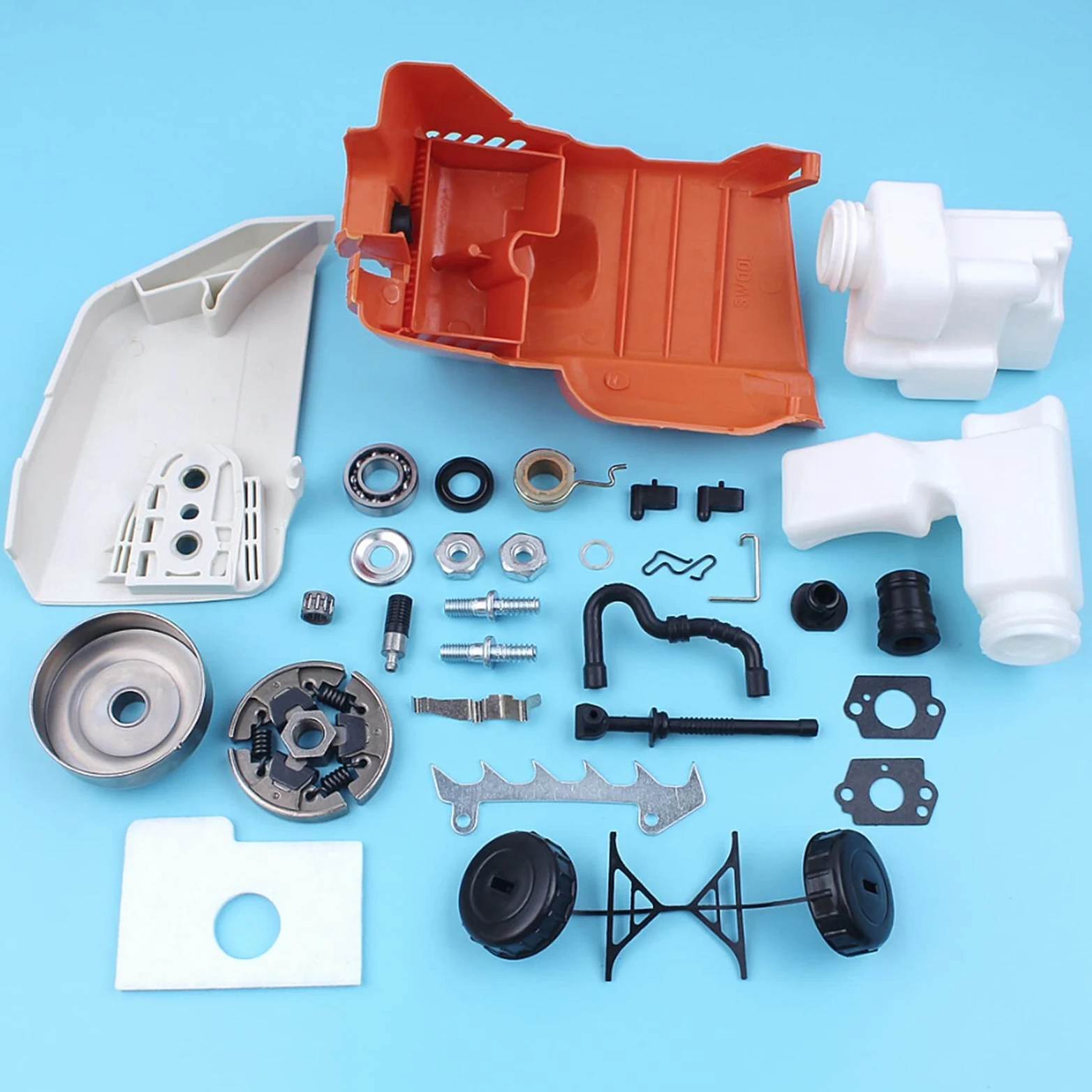 Cubierta de piñón de Embrague, Tambor de Embrague, Filtro de Aire y Combustible, Kit de Tapa de Tanque Apto for Motosierra Stihl 017 018 MS170 MS180 con Engranaje Wrom de espárrago de línea