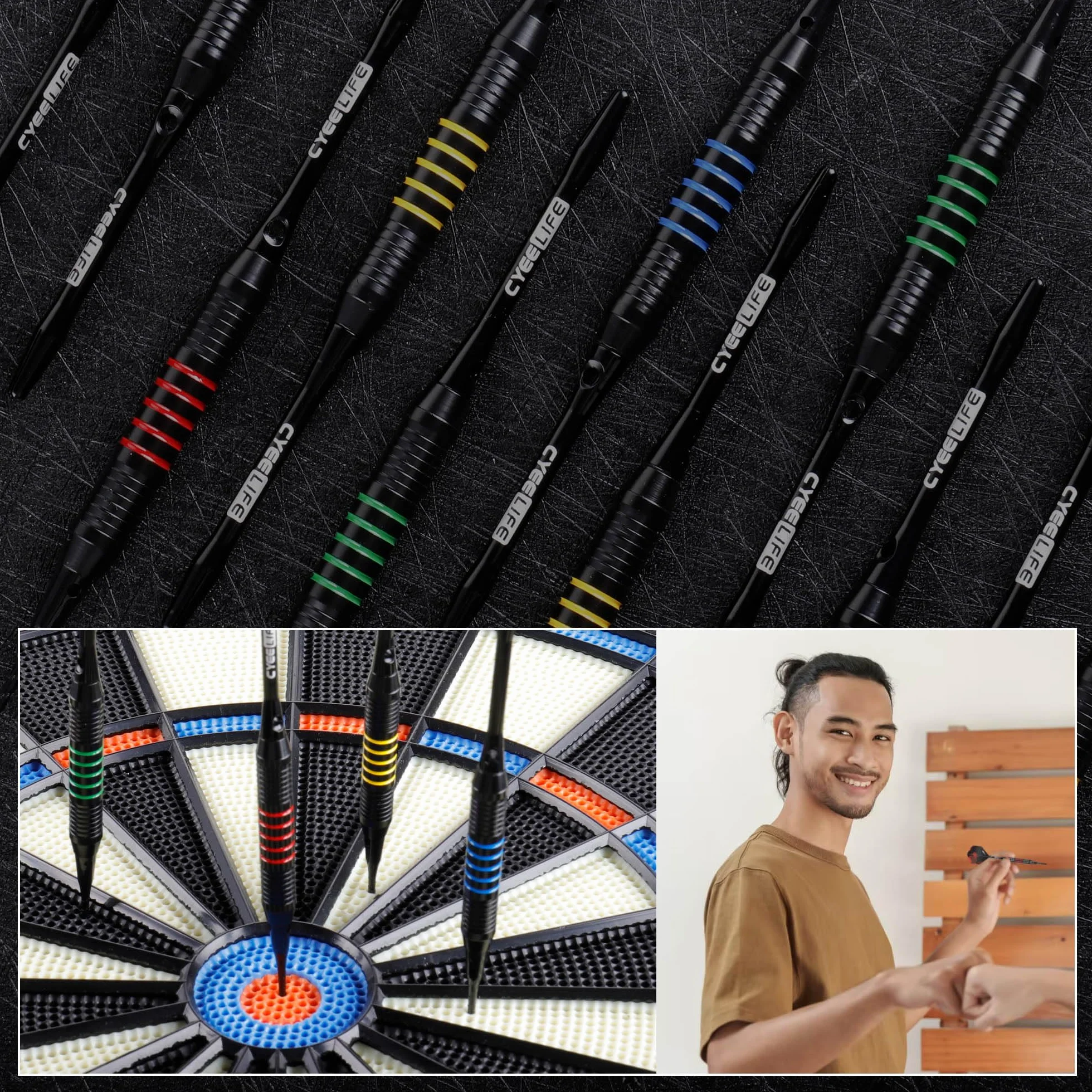 CyeeLife Set de Softdarts 12 piezas 16g dardos con punta de plástico 24 vuelos 50 puntas