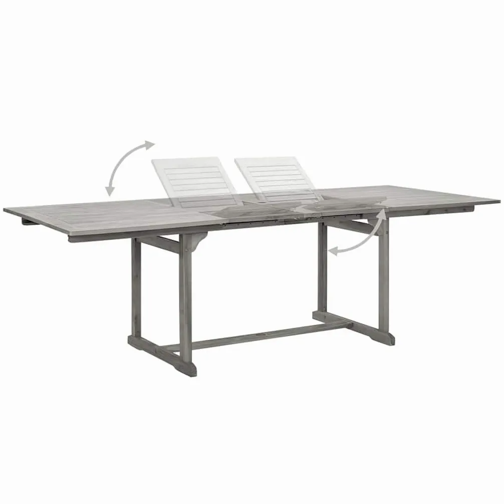Juego De Comedor para Jardin 7 Piezas Madera Acacia Maciza | Mesa Extensible, Sillas Ajustables 5 Posiciones, Plegables, Max 110 Kg Por Asiento
