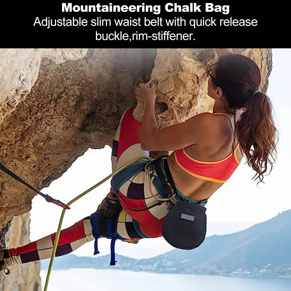 Bolsa de Magnesio para Escalada con Cinturón Ajustable - Chalk Bag para Aire Libre y Escalada Roca
