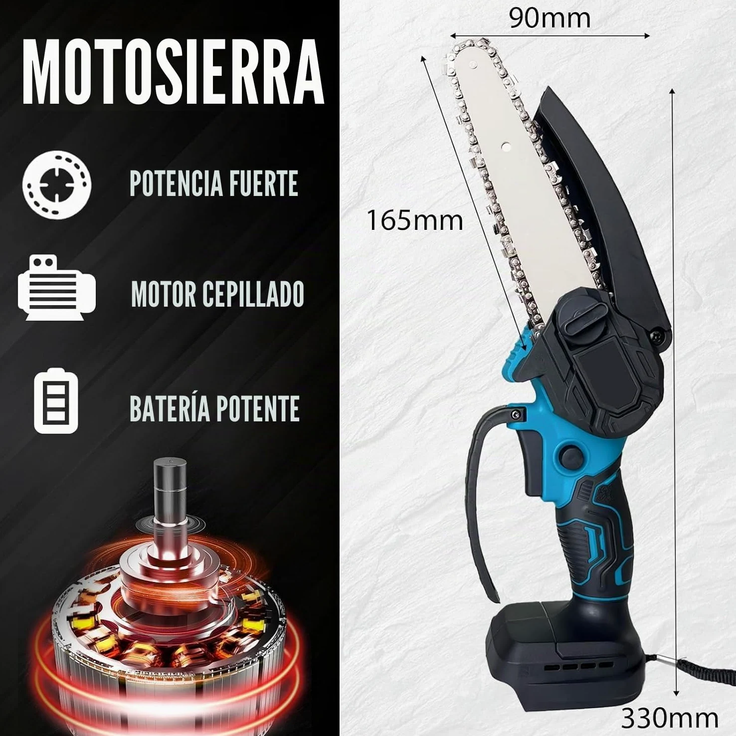 Mini Motosierra Bateria, 6 Pulgadas Eléctrica Motosierra de Mano | para Tijeras de Jardín, poda y corte de madera, herramienta eléctrica de jardín