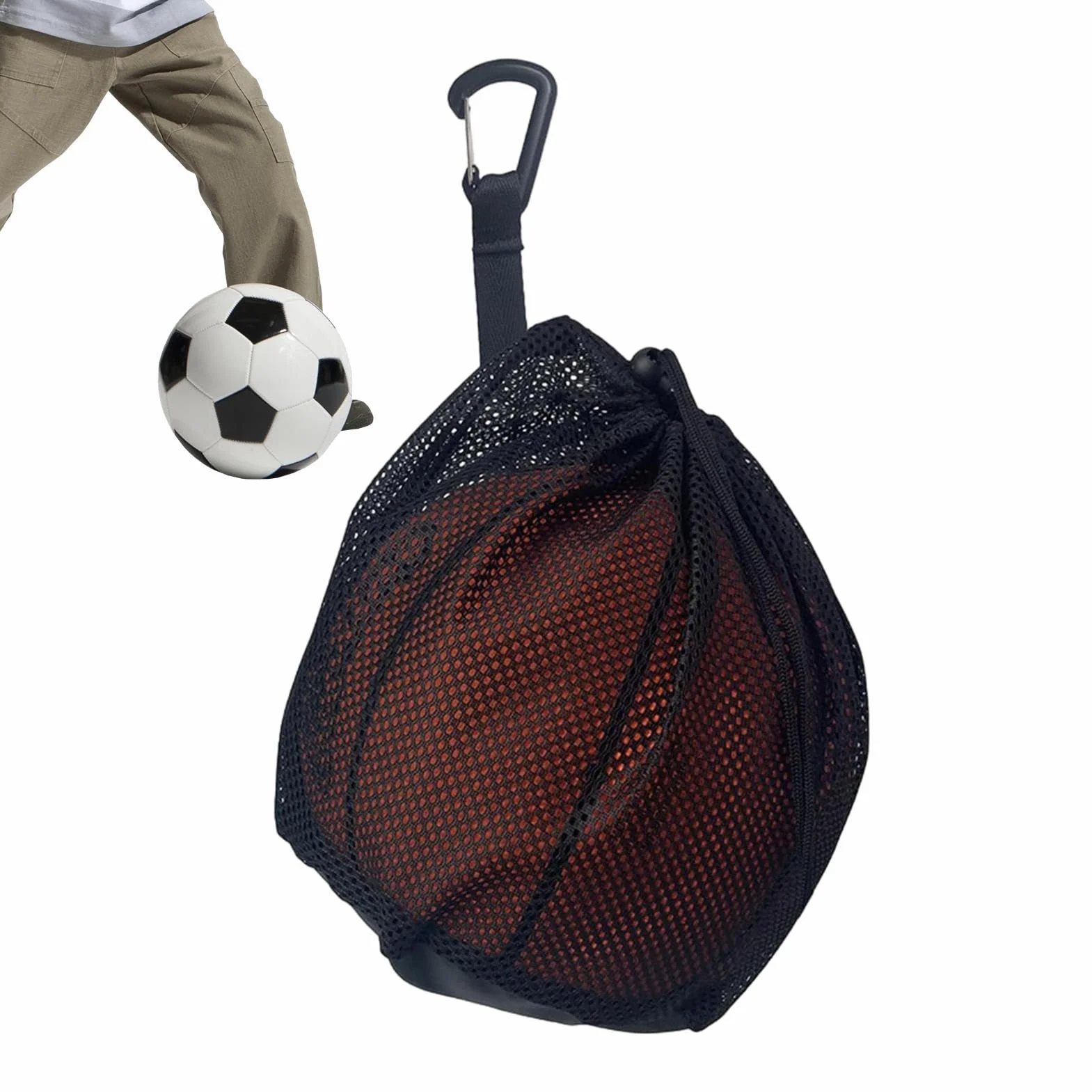 Bolsa de red de almacenamiento de baloncesto - Bolsa de transporte de bolas de red, voleibol