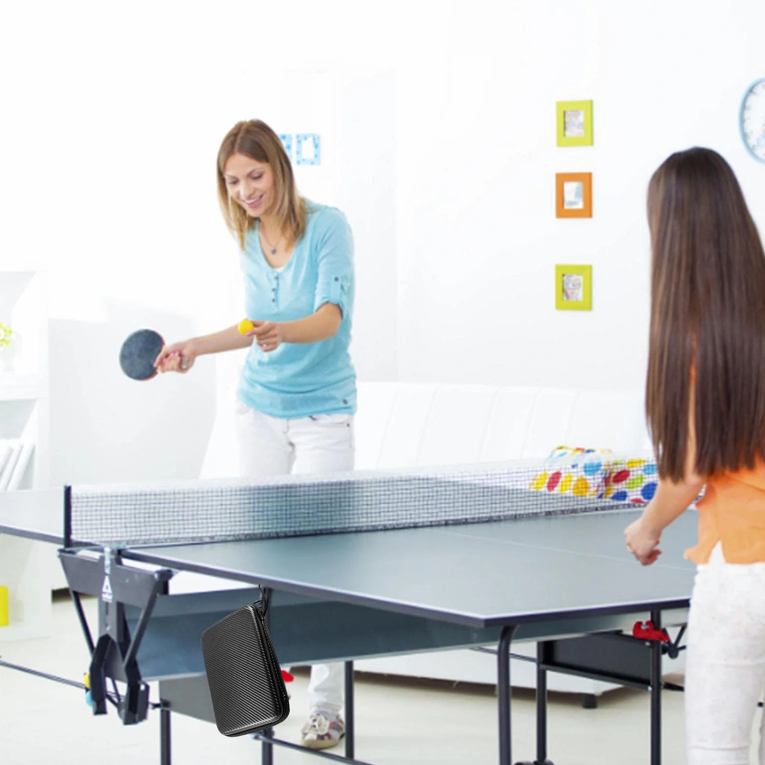 Funda de Tenis de Mesa Rígida Impermeable para 2 Raquetas y Bolas