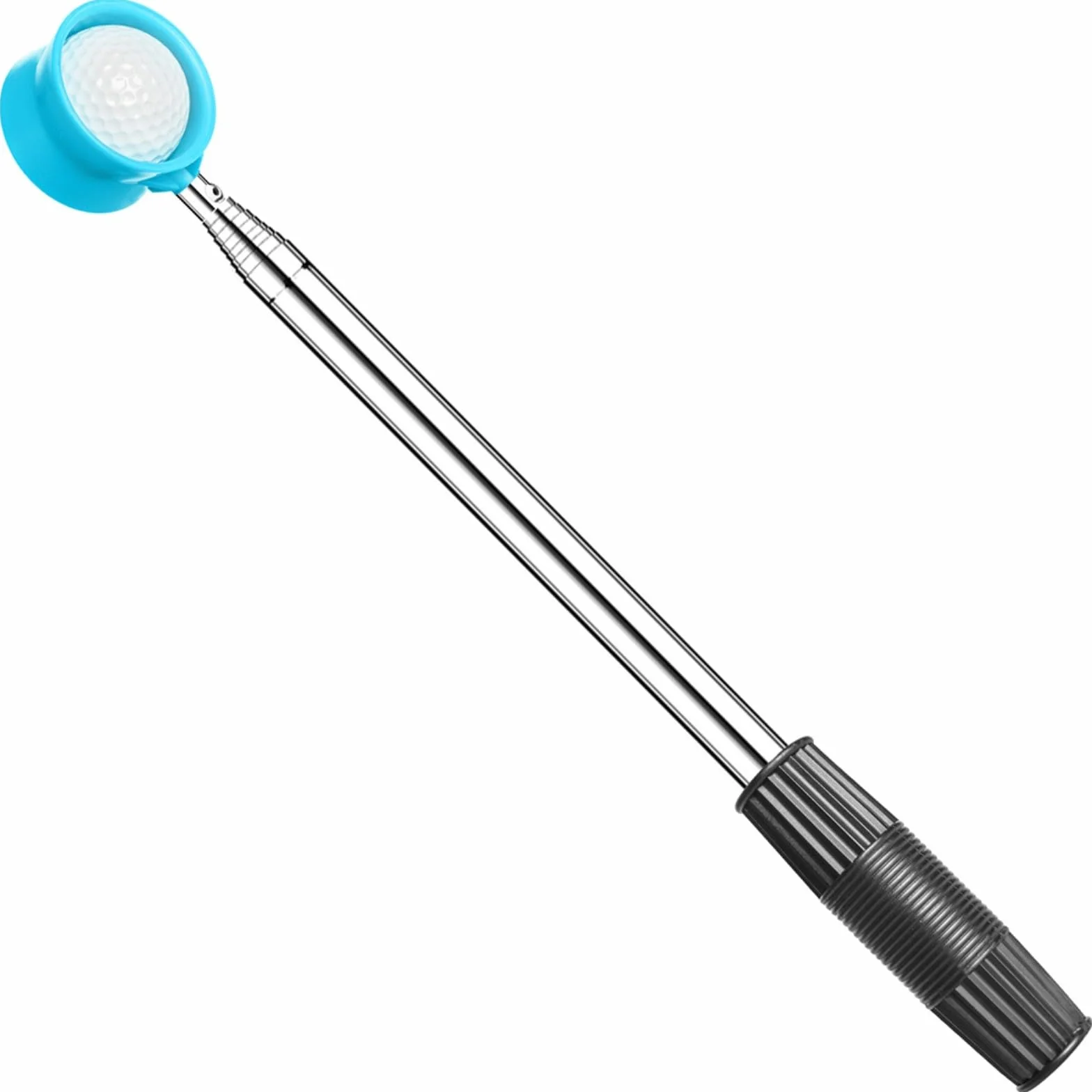 Recuperador telescópico de pelotas de golf de acero inoxidable de 12 pies, con agarre antideslizante y copa doble cara