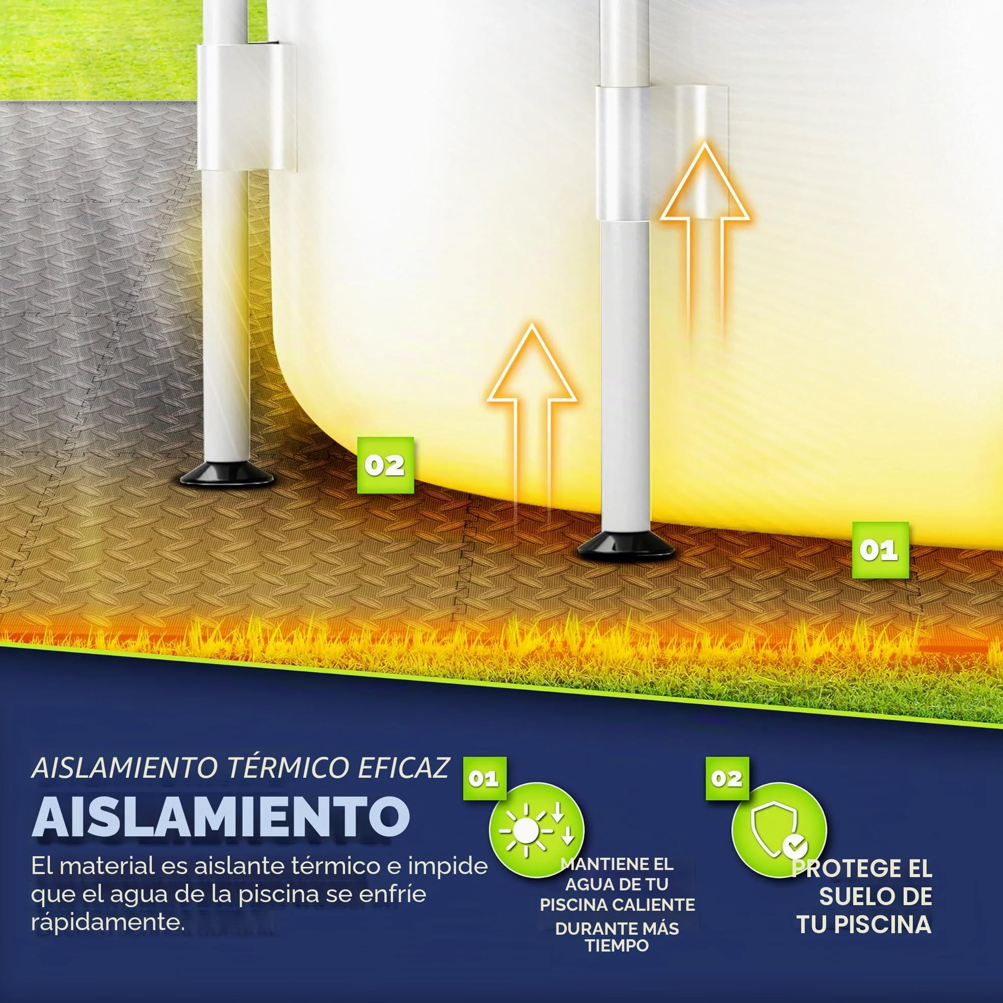 tillvex Juego de 24 alfombrillas de protección térmica para piscina al aire libre