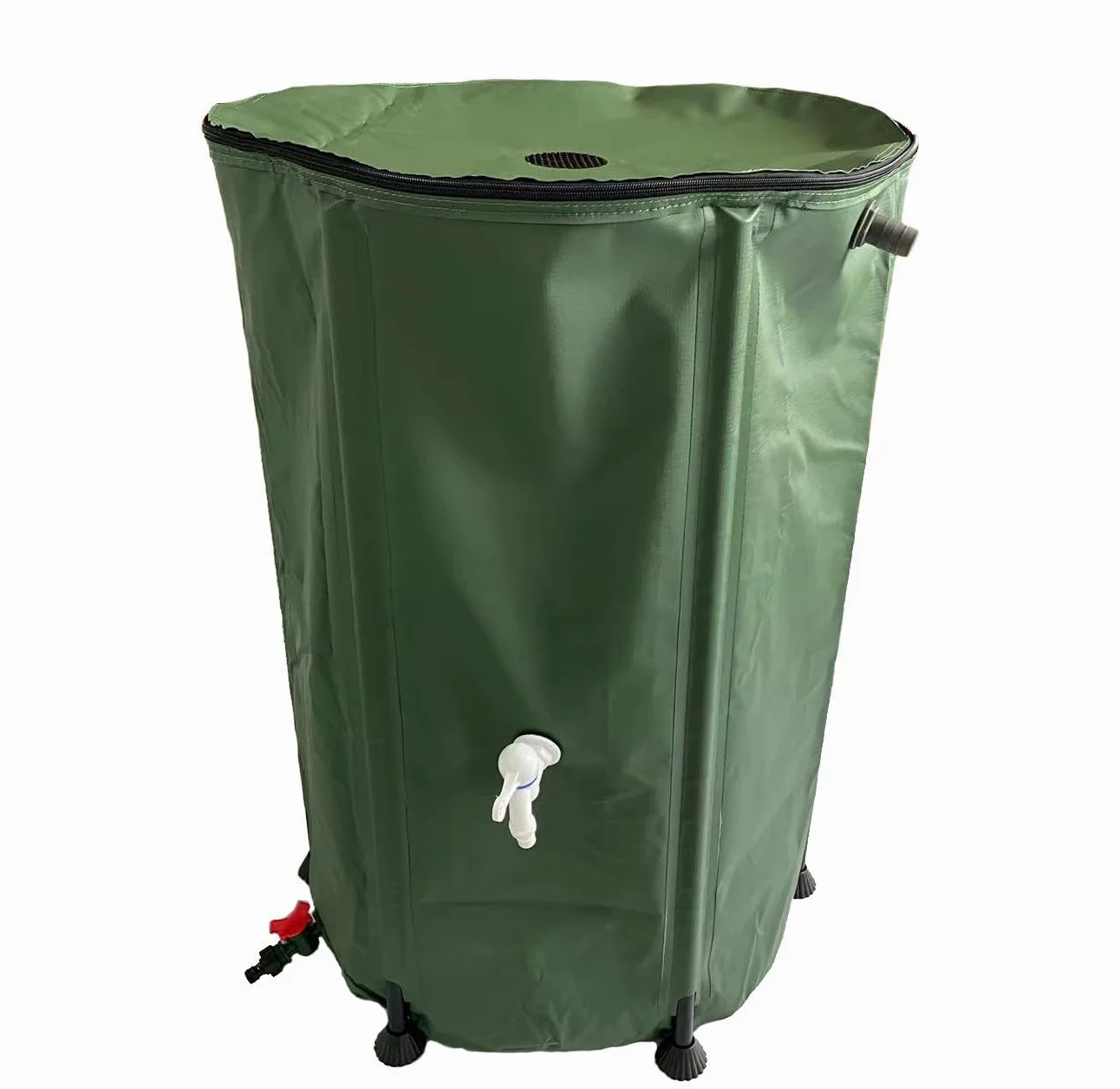 Depósito plegable de 300 litros para agua de jardín, depósito portátil de PVC para almacenamiento de líquidos con grifo, tapa con cremallera y conector de manguera
