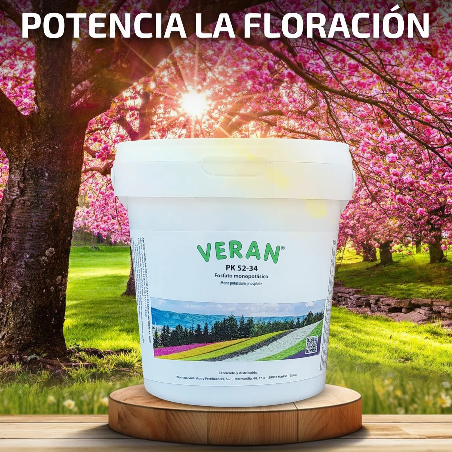 VERAN | Fertilizante Plantas de Flor, Citricos y Huerto PK52-34 | 1KG | Estimula el Crecimiento y el Florecimiento | Hidrosoluble Cristalino Monopotasico + Fosforo | Abono de Fosforo y Potasio