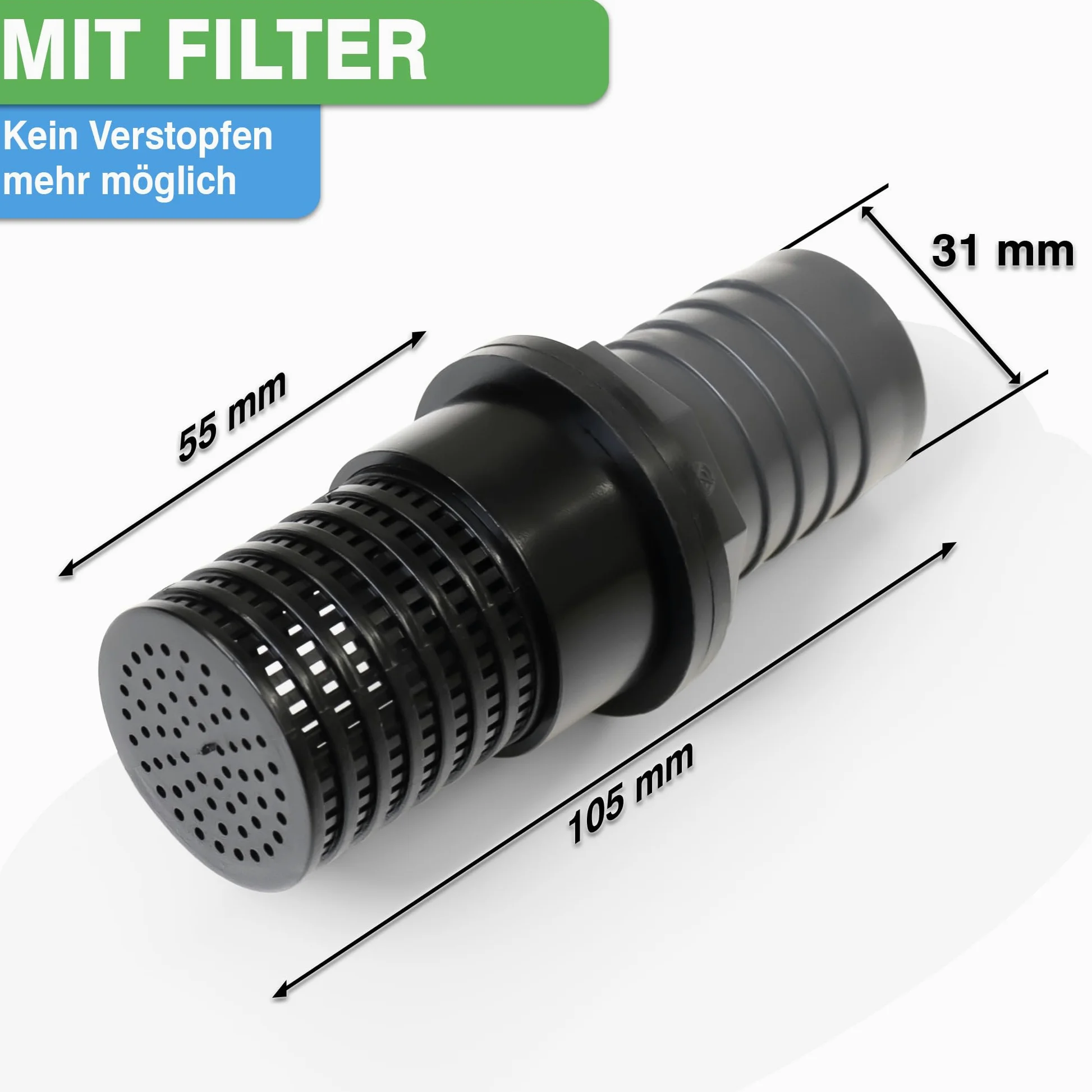 YourCasa Colector de lluvia [Downpipe] con manguera de conexión de 30 cm y paso de barril de lluvia, tope de desbordamiento, grifo de paso y filtro de metal, tubo bajante de 68 – 110 mm DN100 desagüe