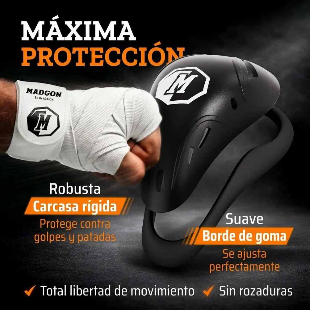 MADGON Coquilla Boxeo Protección Doble Reforzada MMA Kick Boxing Suspendorio Profesional