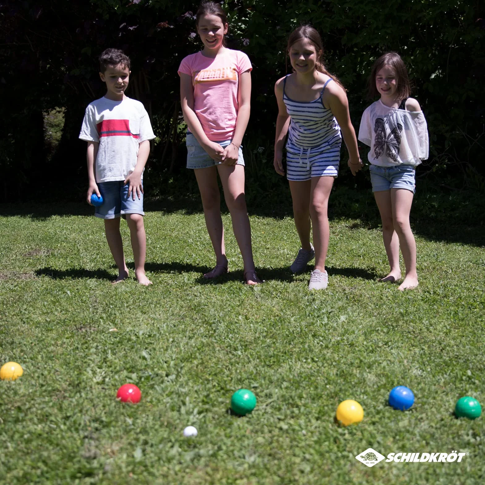Schildkröt Fun Boccia Set 4×2 Bolas de Boccia Bola Objetivo Ø 7,25 cm Plástico Relleno de Agua Multicolor