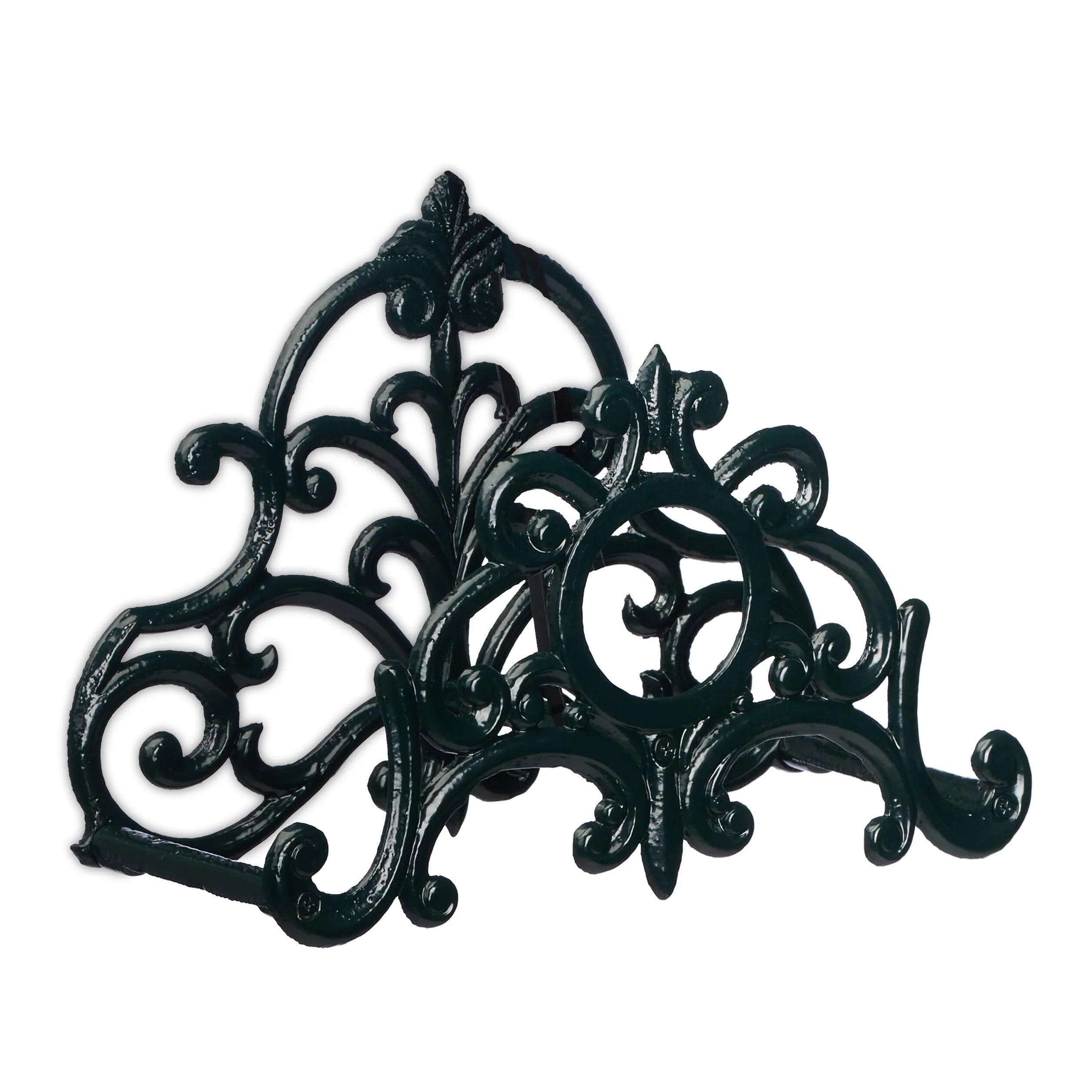 Relaxdays Soporte Manguera Pared, Cuelgamangueras Estilo Vintage, 24,5 x 31,5 x 15,5 cm, Hierro Fundido, Verde Oscuro
